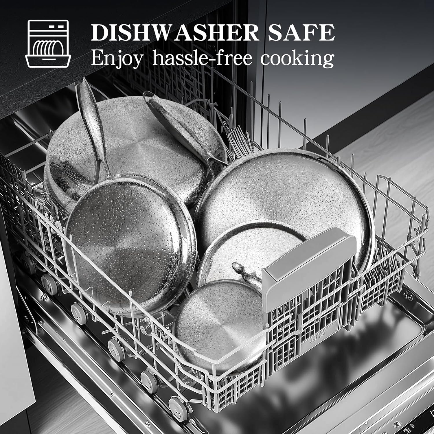 EWFEN Stainless Steel Cookware Set, 3 Ply 17 Piece Stainless Steel Pot and Pan Set, Oven Dishwasher Safe | Induction Compatible Frying Pans, Saucepans