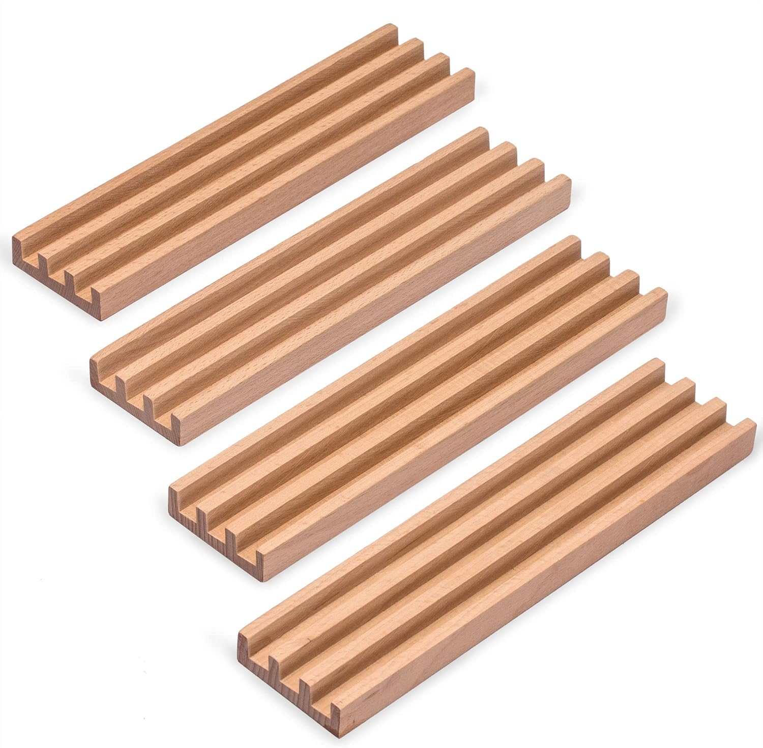 Yellow Mountain Imports Premium Beechwood Domino Racks/Trays (10-Inch) - Set of 4 - Domino Holders for Mexican Train