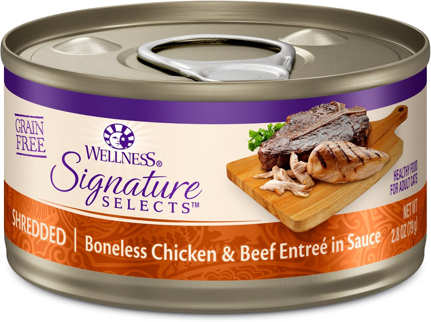 Wellness CORE Signature Selects Shredded Adult Canned Wet Cat Food, Natural, Protein Rich, Grain Free, Chicken Entrée Recipe, 2.8 oz, Pack of 12 Cans