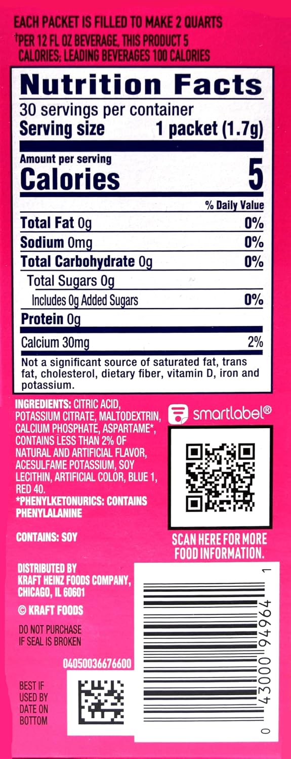 Crystal Light Raspberry Lemonade Drink Mix (Makes 12-Quarts), 1.8-Ounces Canisters (Pack of 4)