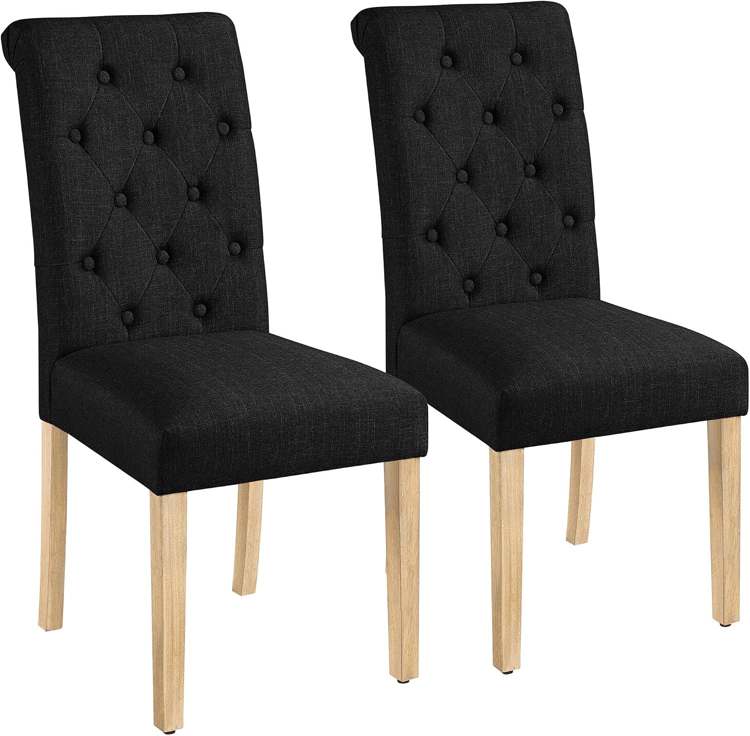 Yaheetech Dining Chairs Set of 2 Modern Upholstered Parson Chairs Dark Gray