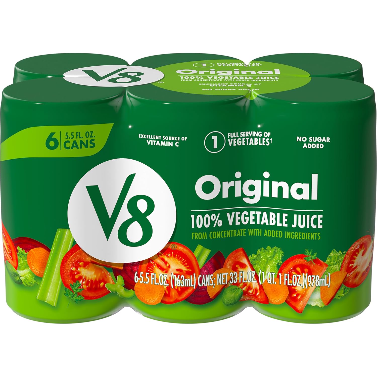 V8 Low Sodium Original 100% Vegetable Juice, 11.5 fl oz Can (24 Pack)