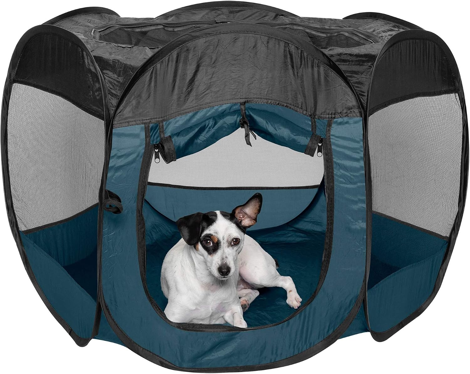 Furhaven Portable Dog Playpen Cat Tent, Pet playground,Kennel foldable indoor outdoor zippered puppy crate - Hunter Green, Medium