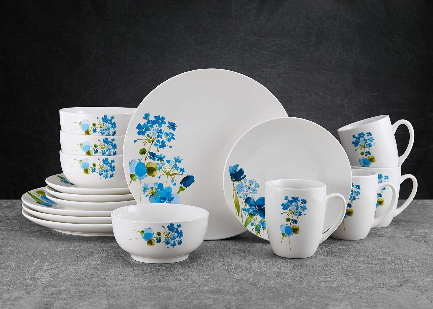 Studio Nova Kendall 16 Piece Dinnerware Set - White Porcelain Modern Tableware with Coupe Shapes & Unique Rim Design - Includes Dinner Plates Bowls