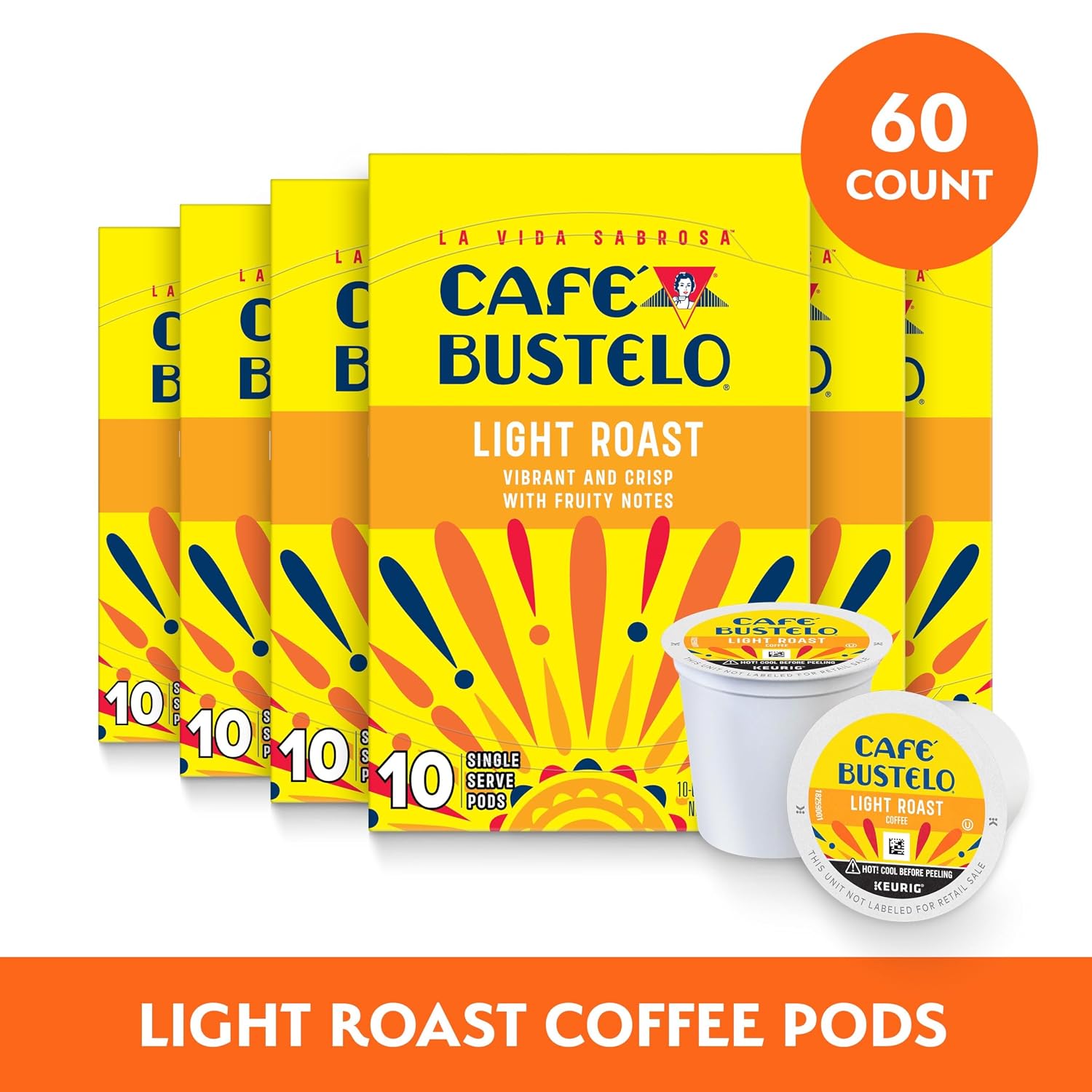 Café Bustelo Espresso Style Dark Roast, Single Serve Coffee Pods, 12 Count (Pack of 6)