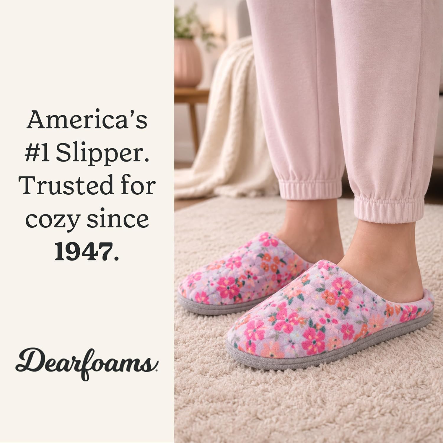 Leslie Terry Clog House Shoes with Memory Foam, Indoor Slippers with Wide Widths