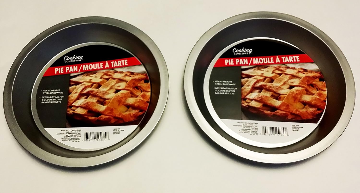 Two 9 inch Pie Pans a Heavy weight steel none stick bakeware set with even heating (Standard version)