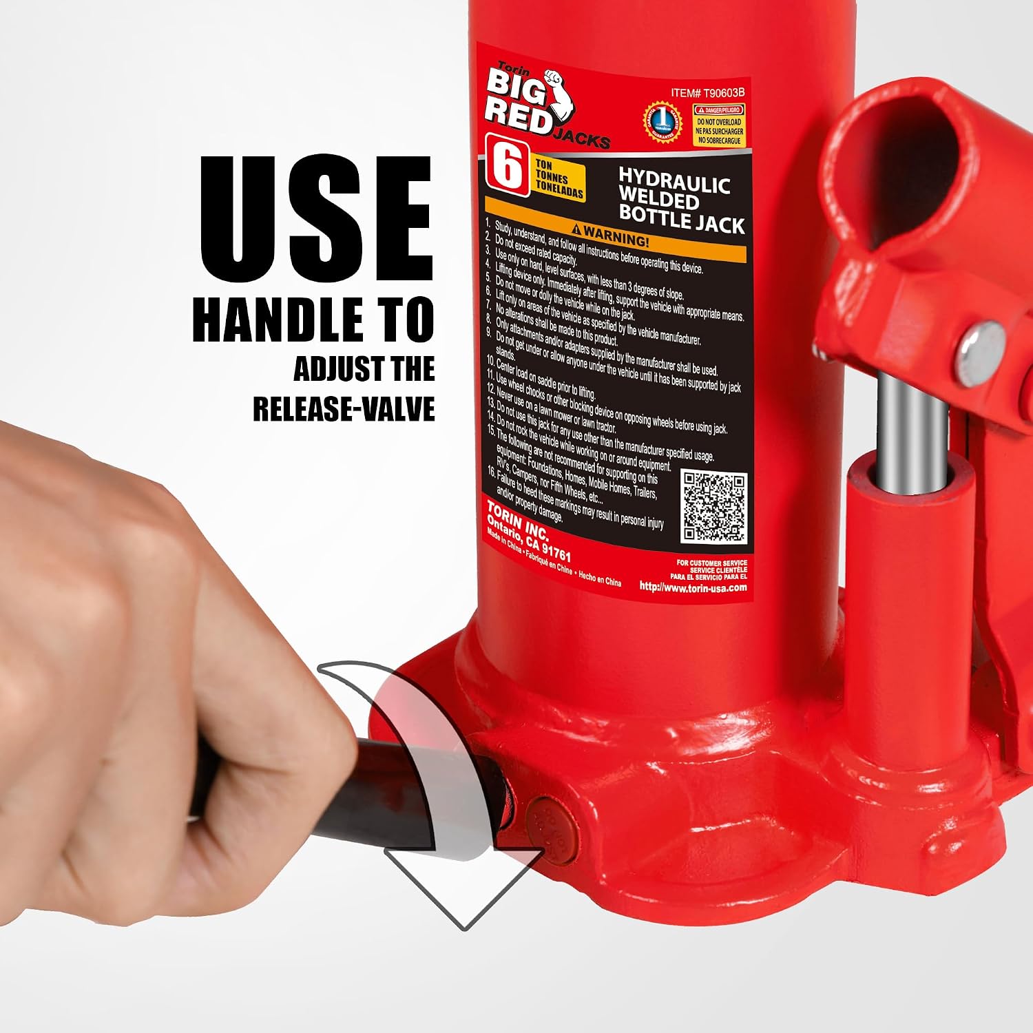 Torin T90413 Big Red Hydraulic Bottle Jack with Carrying Case, 4 Ton (8,000 lb) Capacity