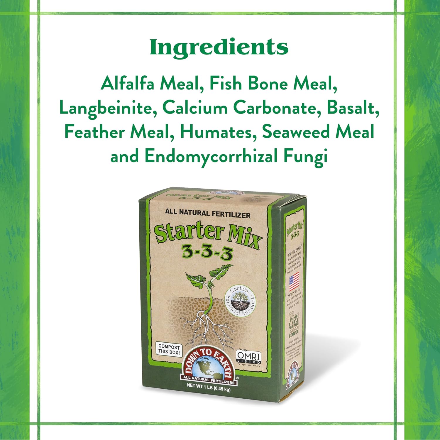 Down To Earth All Natural Fertilizers Organic Starter Mix - 3-3-3, 1 lb | Plant Food for Starts, Transplants, New Gardens, Containers
