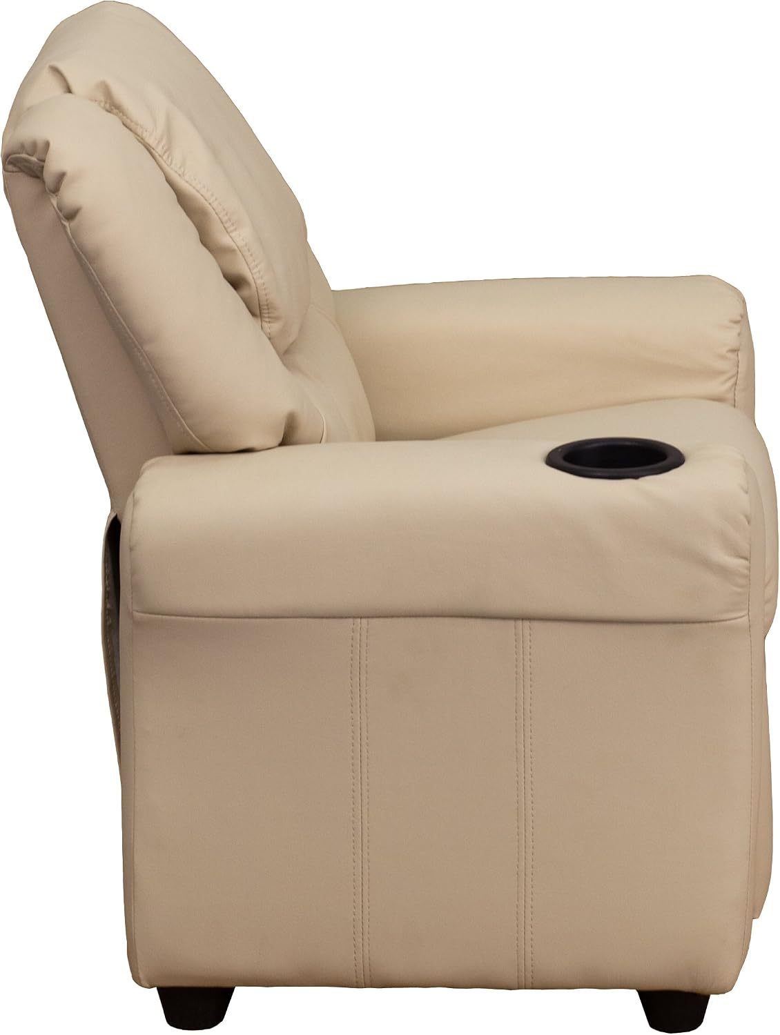 Flash Furniture Vana LeatherSoft Kids Recliner with Cup Holder, Headrest, and Safety Recline, Contemporary Reclining Chair for Kids, Supports up to 90 lbs., Brown | Manual Recline, Padded Seat and Back, Child-Friendly Design, Safety Recline Feature