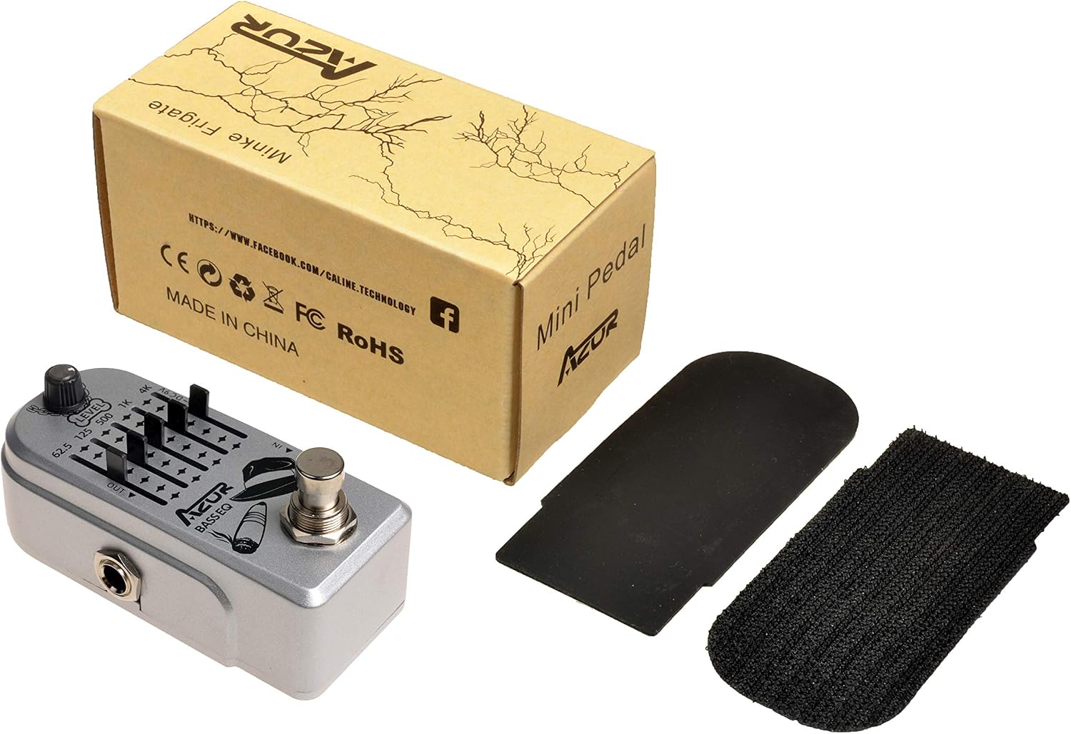 AZOR 5 Band Bass EQ Pedal, Aluminium Alloy True Bypass Equalizer Effect Pedal, Compact Mini Tone Control Pedal for Electric Bass Guitar