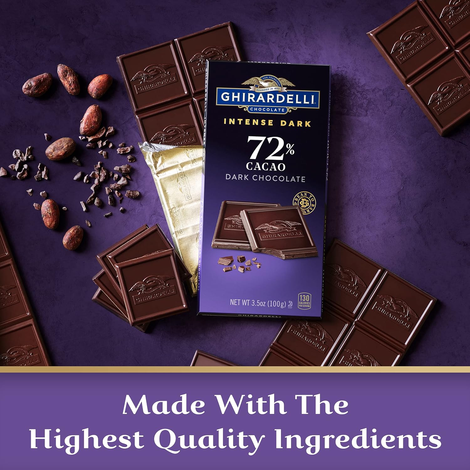 Ghirardelli, Intense Dark Chocolate Bar, 72% Cacao, Bar, 3.5 Ounce