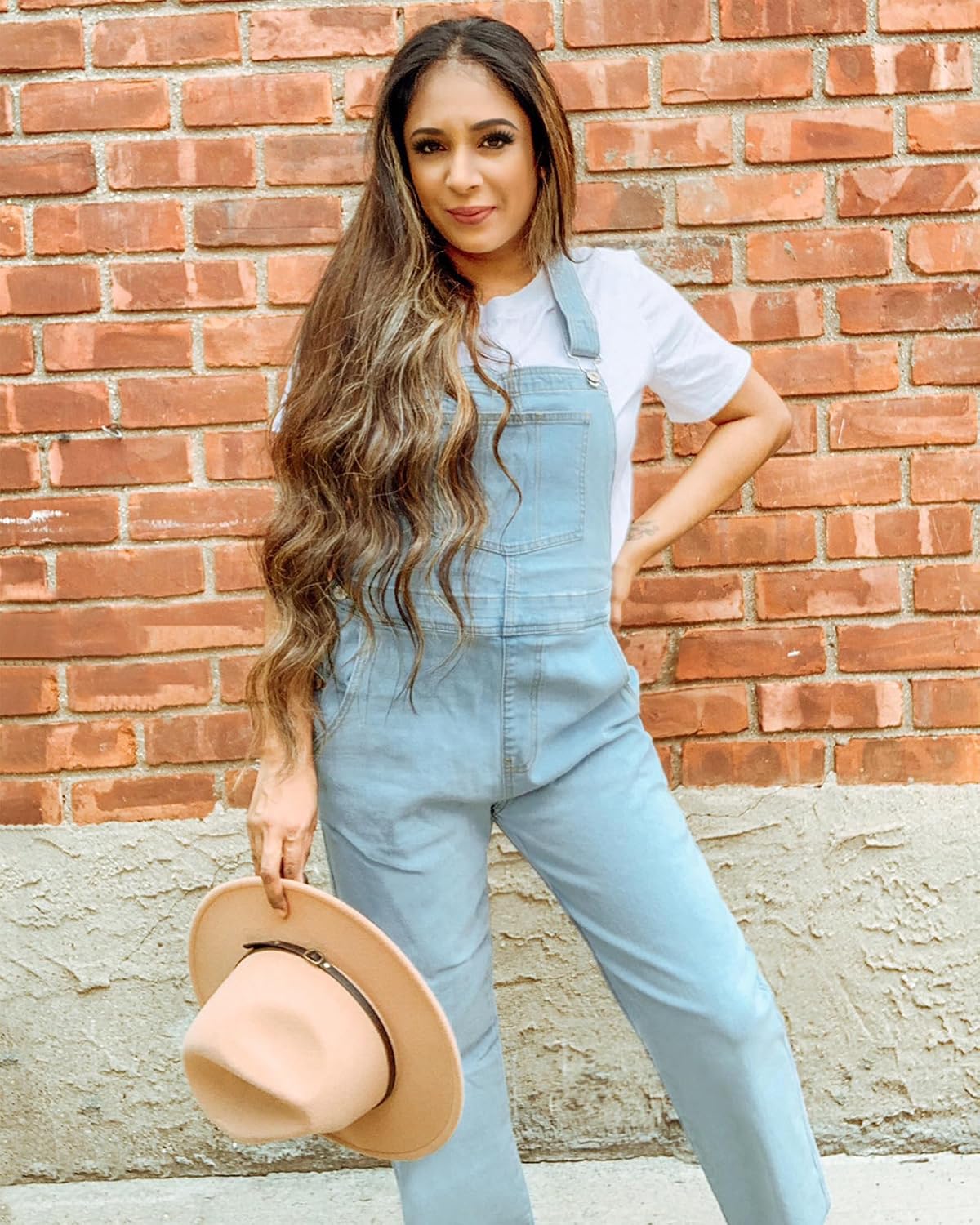 LookbookStore Denim Overalls for Women Dressy Stretch Bib Jean Jumpsuits