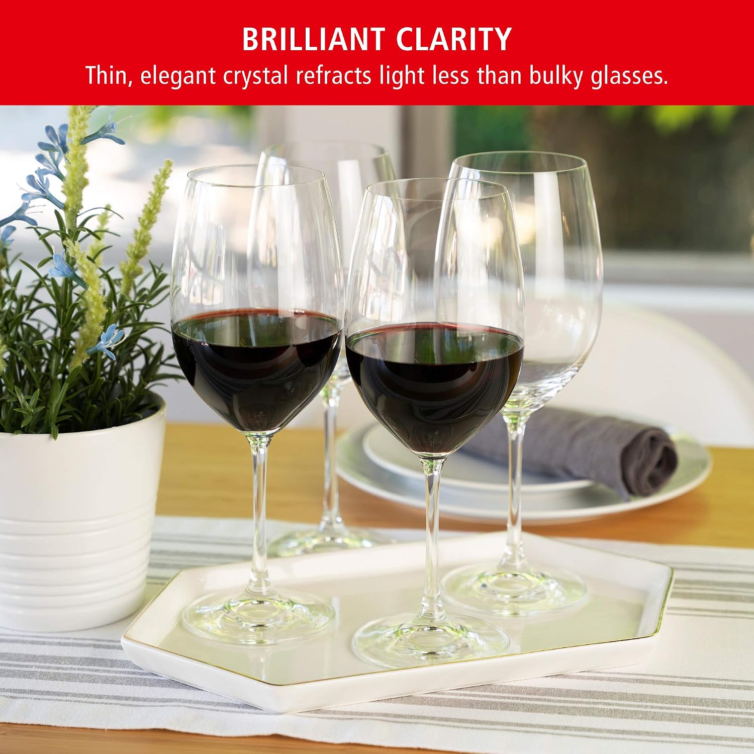 Spiegelau Salute Stemmed Red Wine Glasses, Lead-Free Crystal Wine Glasses for Pinot Noir, Cabernet, Wedding, Anniversary, Housewarming, Birthday Gifts, Elegant Glassware, Home Bar, 19.4 oz, Set of 4