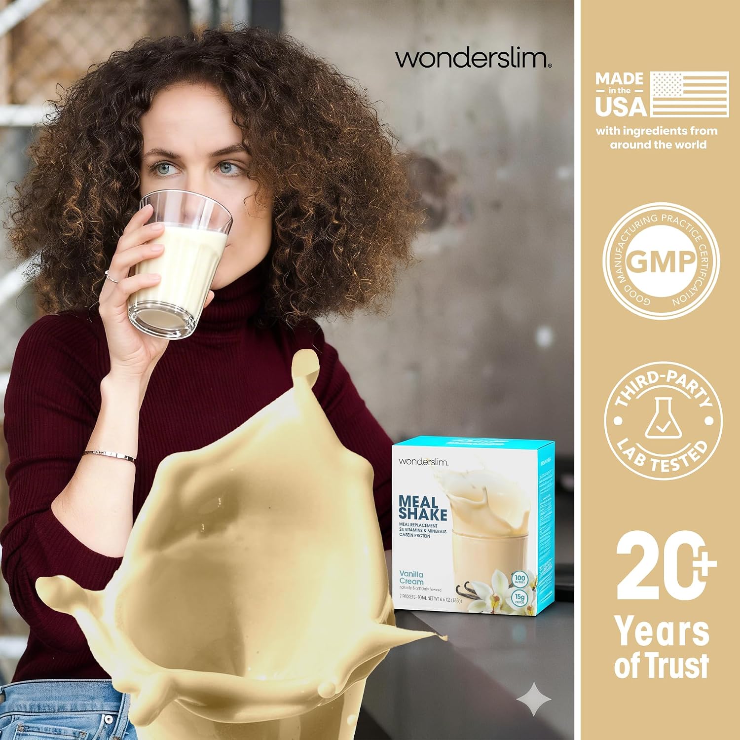 WonderSlim Protein Meal Replacement Shake – 15g Protein, 24 Vitamins & Minerals, Low Carb, Low Calorie, Gluten Free – Meal Replacement Drink for Weight Management, 7 Count Packets (Dark Cocoa Cream)