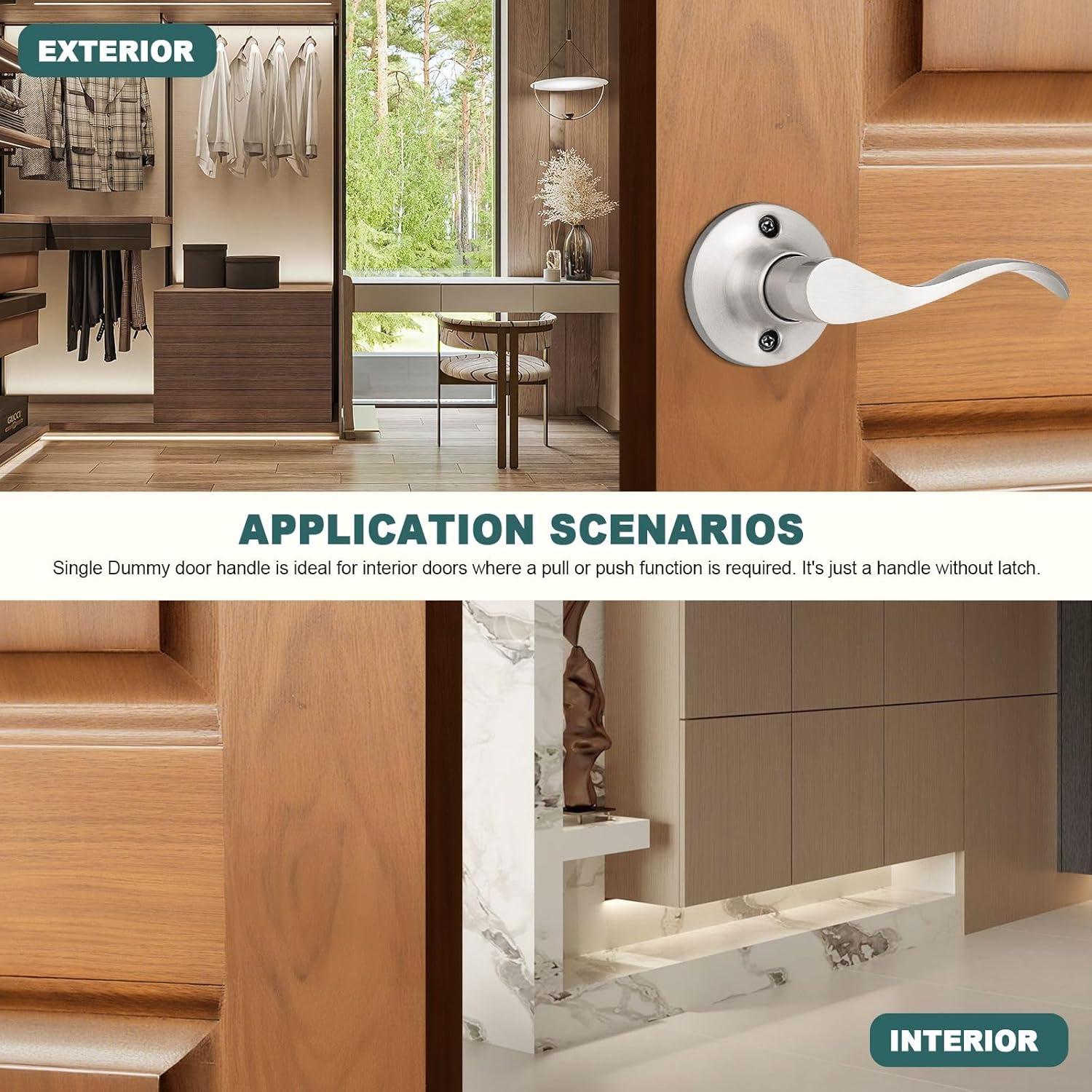 GOBEKOR 1 Pack Privacy Door Levers Brushed Nickel Lever Door Handles Interior for Bedroom and Bathroom Door Locks Wave Door Handles