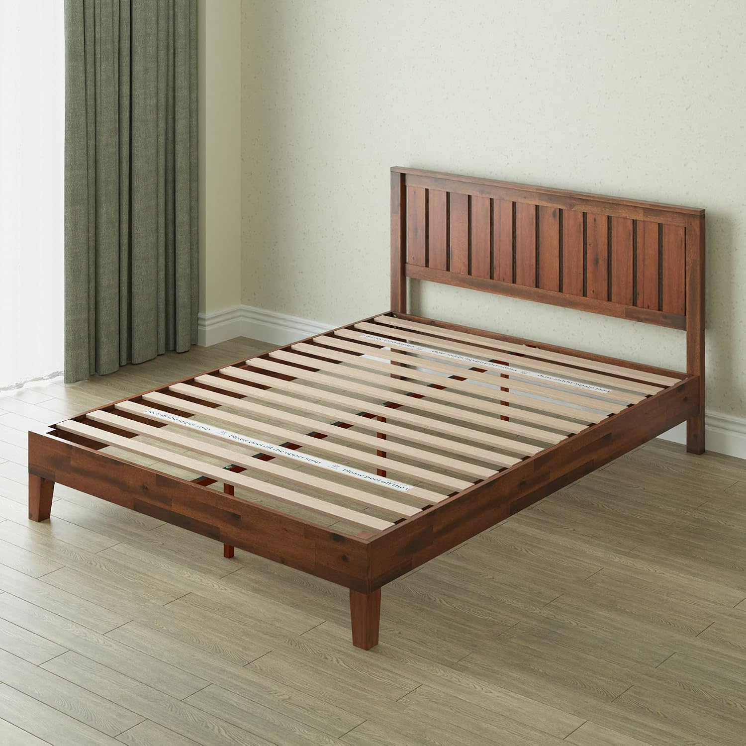 ZINUS Vivek Deluxe Wood Platform Bed Frame with Headboard, Wood Slat Support, No Box Spring Needed, Easy Assembly, Queen | Slatted Headboard, Wood Slat Support, No Box Spring Needed, Contemporary Design, Easy Assembly