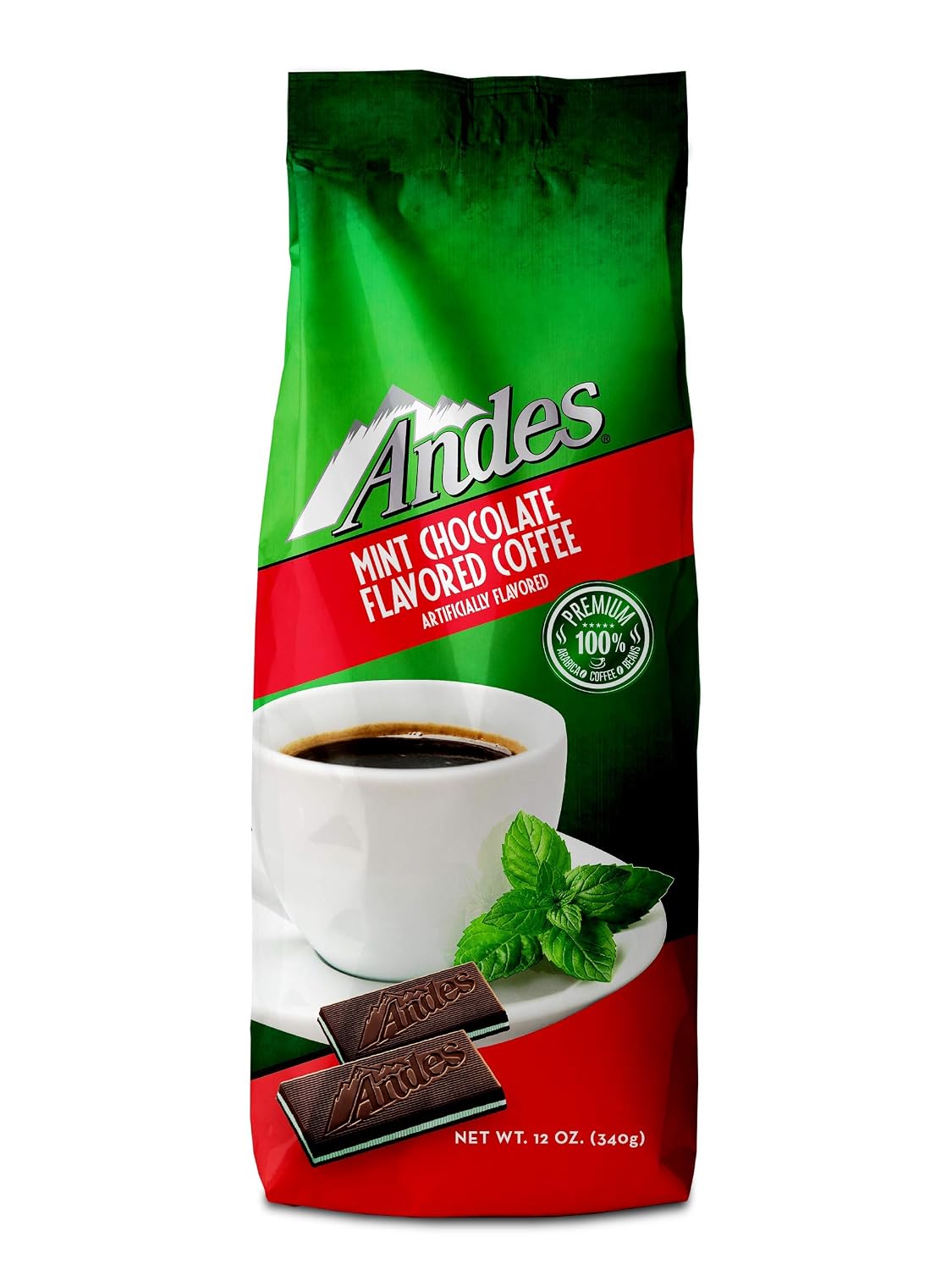 Andes Coffee Flavored Ground Coffee Bag Premium Arabica, Chocolate Mint, 12 Ounce