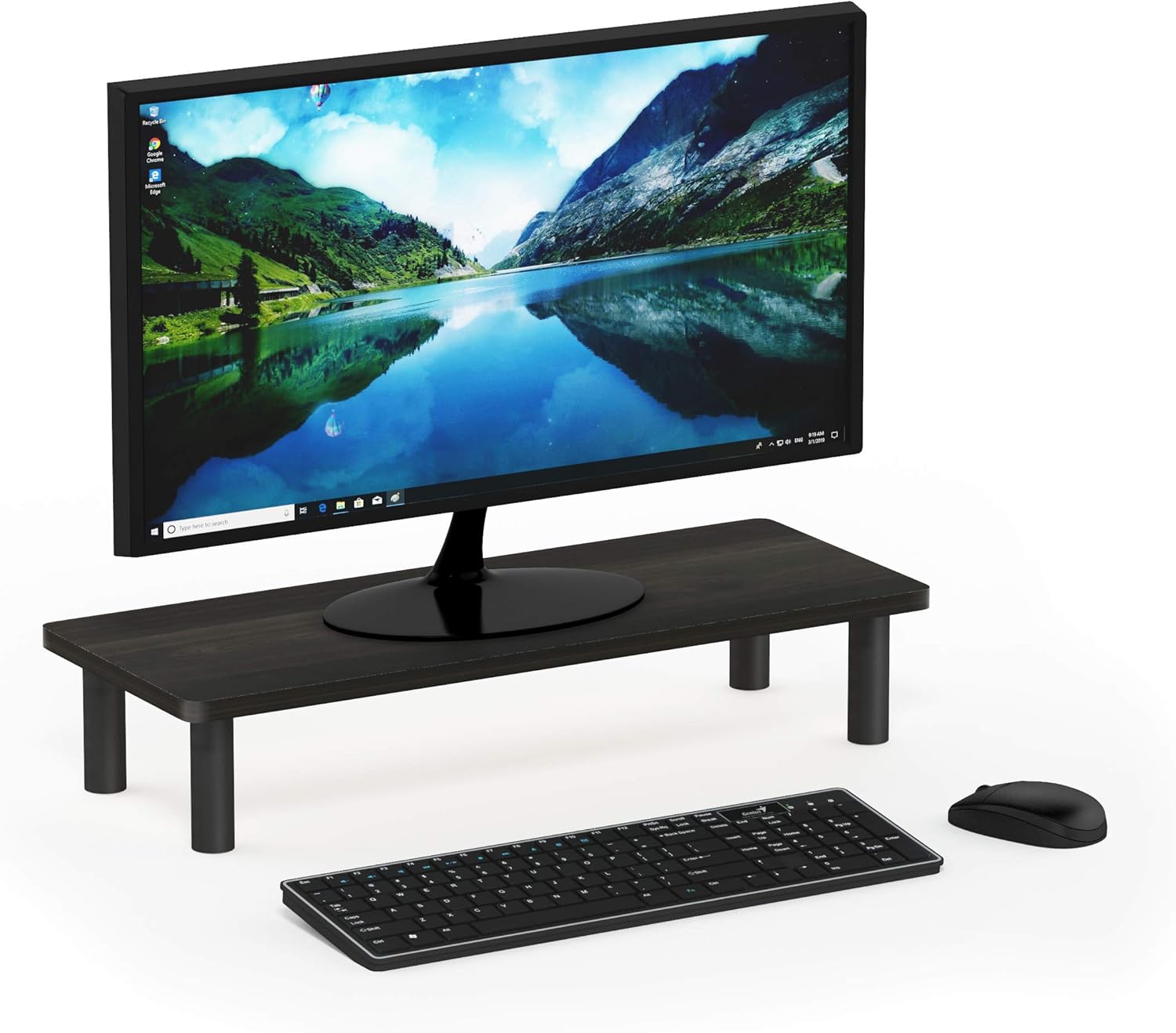 FURINNO Turn-N-Tube Monitor Stand, French Oak Grey/Black