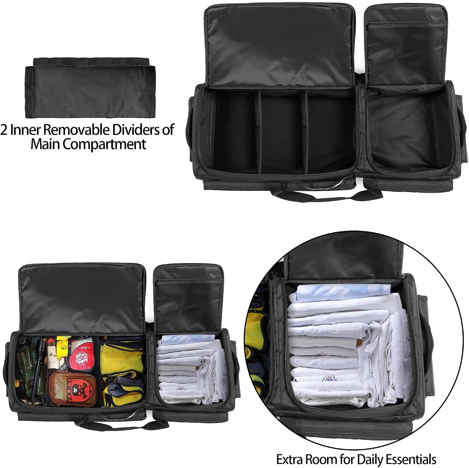 samdew Under Seat Storage Bag for SuperCrew Cab & Crew Cab, Large, Bag Only | Back Seat Organizer for Most Full Size Trucks, Dual-Compartment