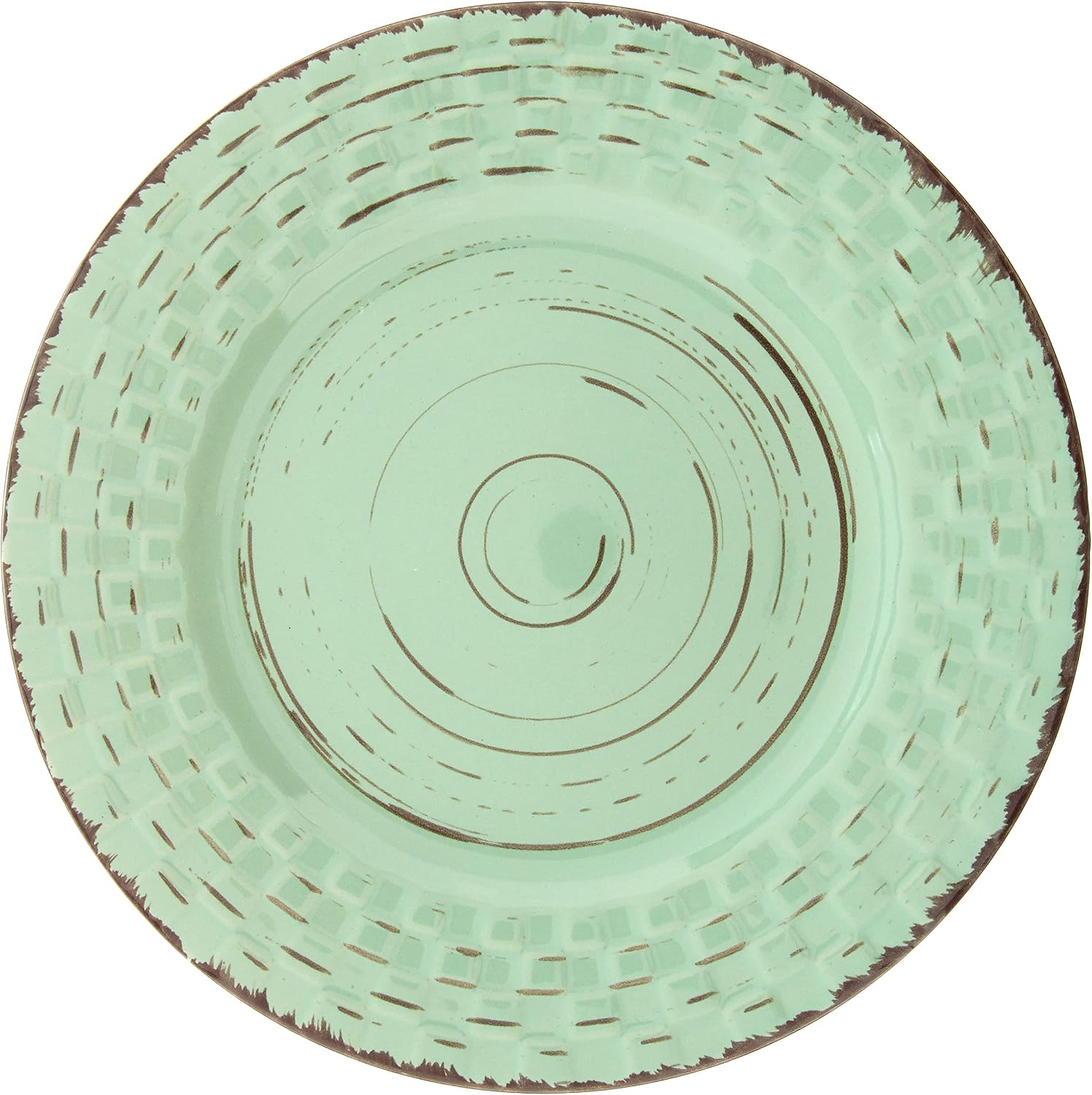 Lorren Home Trends Distressed Weave Dinnerware Set, Buttercup, 16 Piece | Service for 4