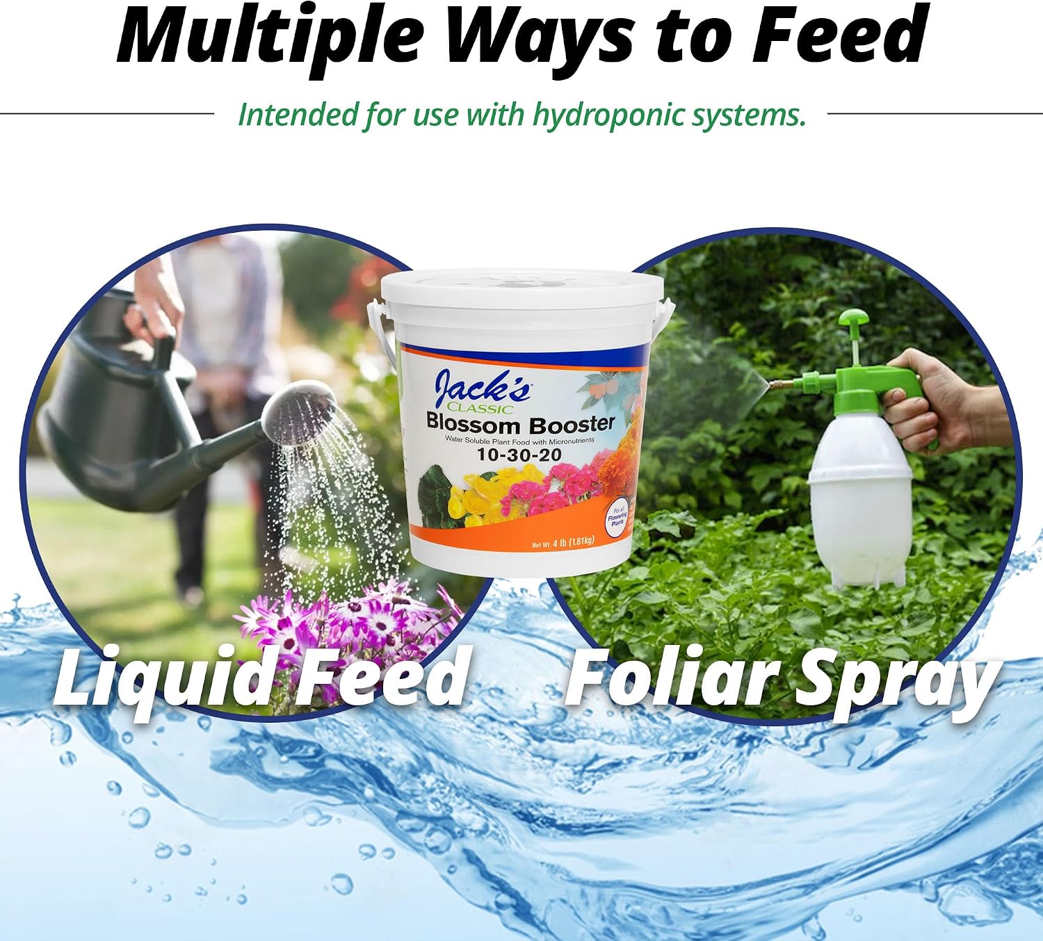 Jack's Classic 10-30-20 Blossom Booster Water-Soluble Fertilizer, 4lb | Powdered Plant Food, Targeted Micronutrient Package, Increases Bloom Color & Quantity, Liquid Root & Foliar Feeding