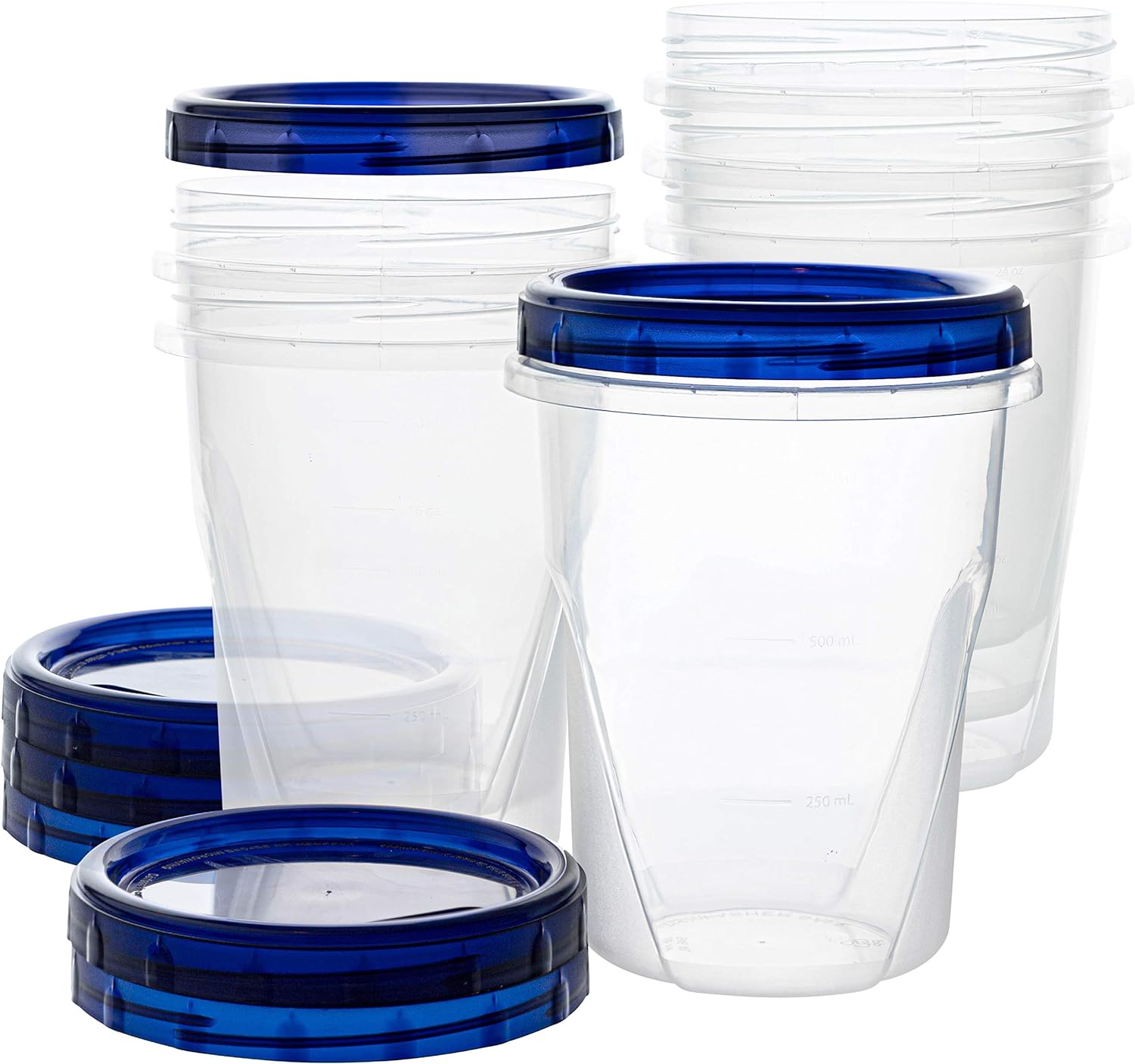 PLASTICPRO Twist Top Deli Containers Clear bottom With blue [32 oz 3 Pack]