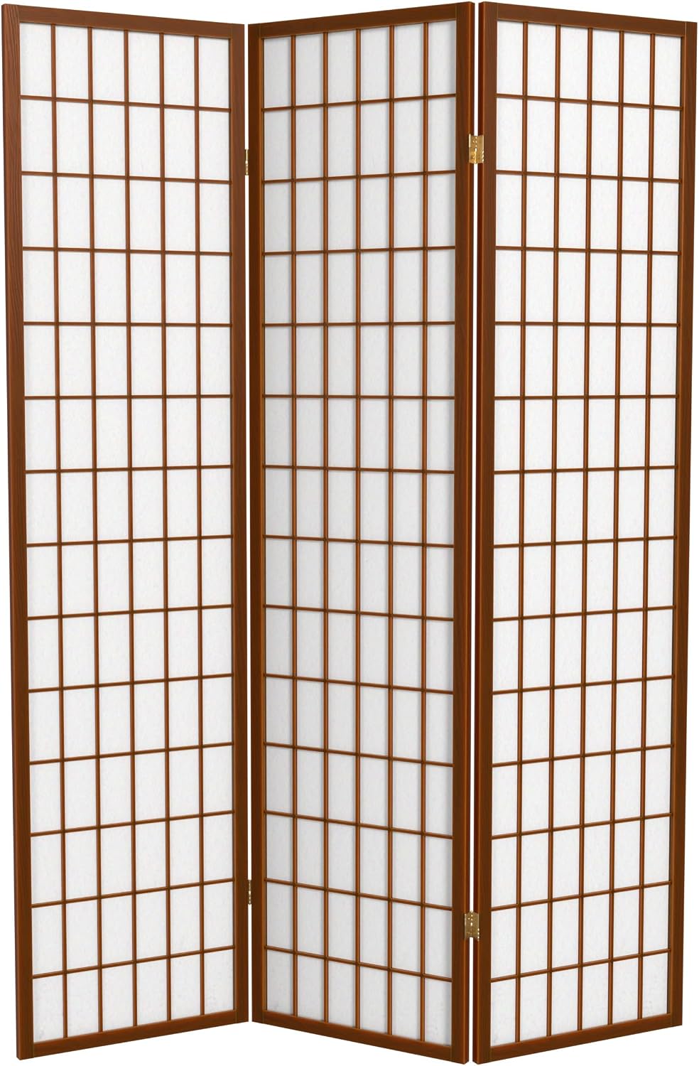 Red Lantern 6 ft. Tall Window Pane Shoji Screen - Walnut - 5 Panels