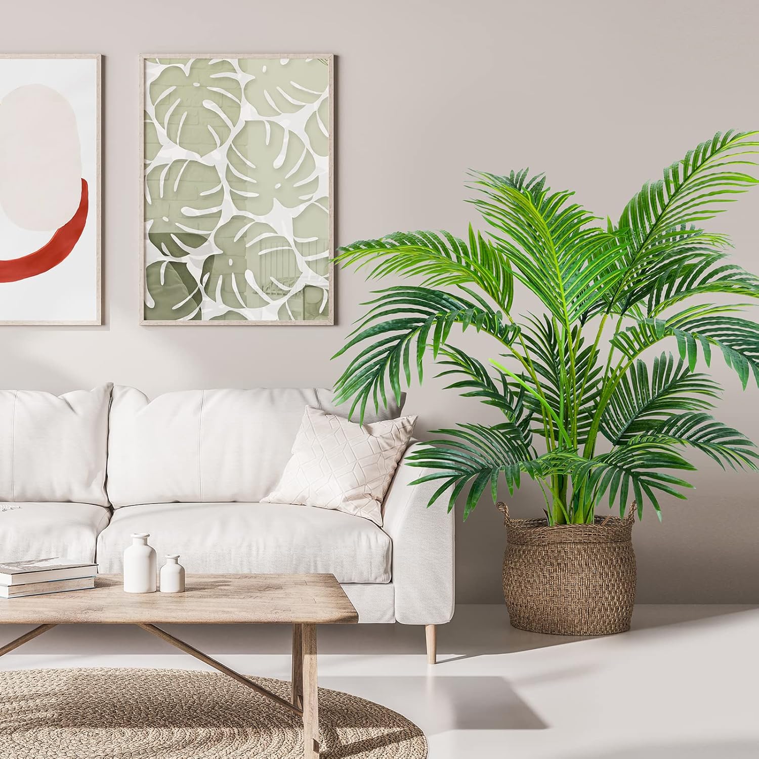 Worth Garden 4ft Artificial Areca Palm Plant, Fake Cane Palm Silk Tree Indoor Outdoor, Dypsis Lutescens