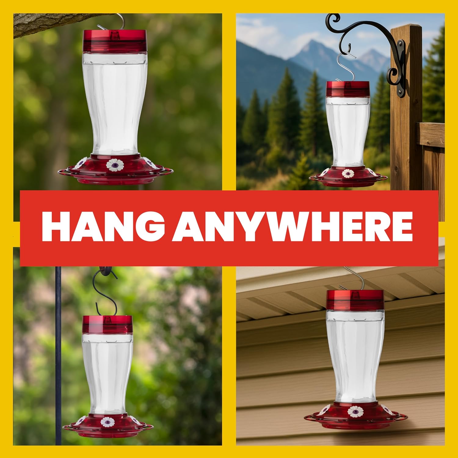 More Birds Bird Health+ Big Gulp Hummingbird Feeder, Glass Hummingbird Feeders for Outdoors, 5 Feeding Stations, 40 Ounces | Built-in Ant Moat