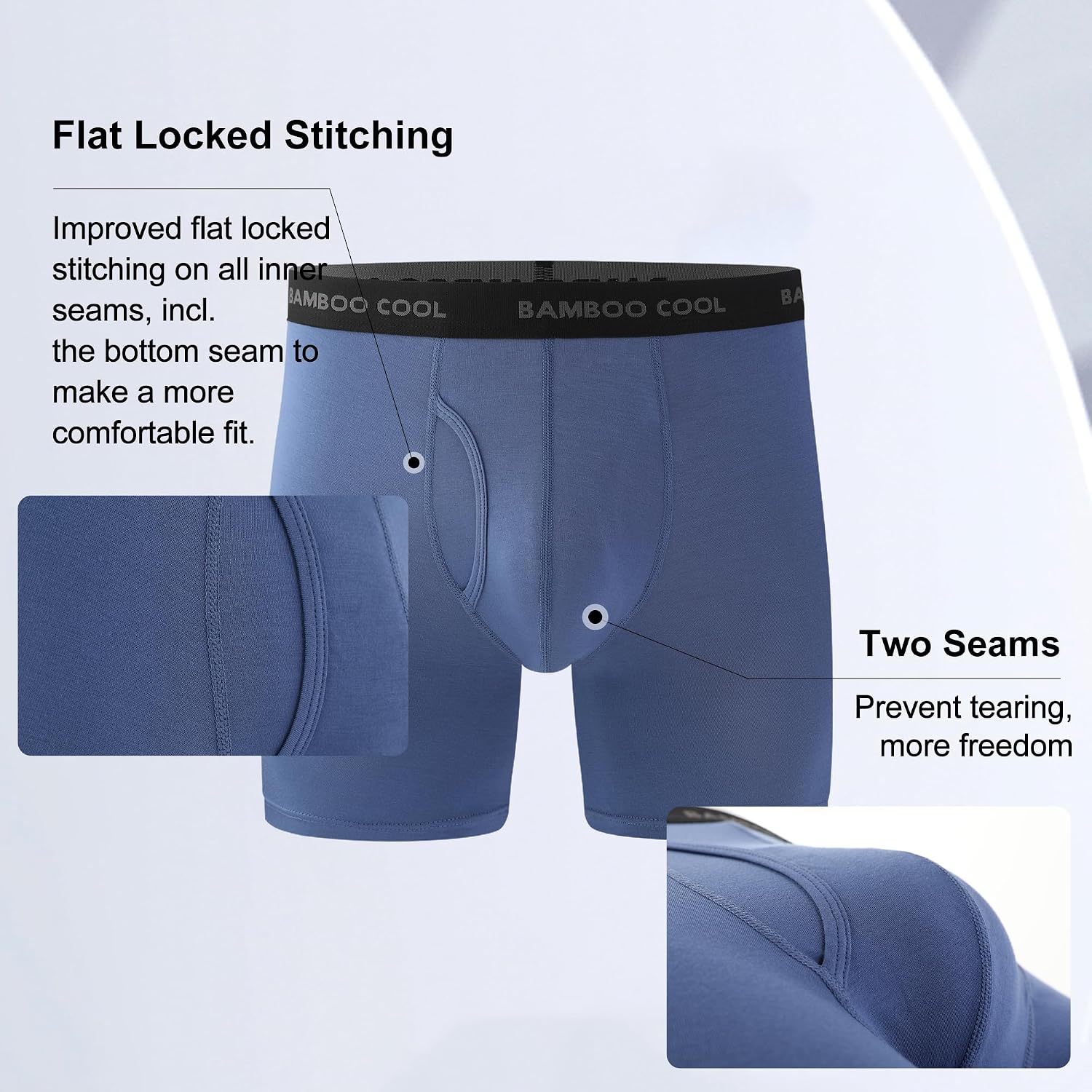 BAMBOO COOL Men's Boxer Briefs Ultra Breathable Underwear Multipack
