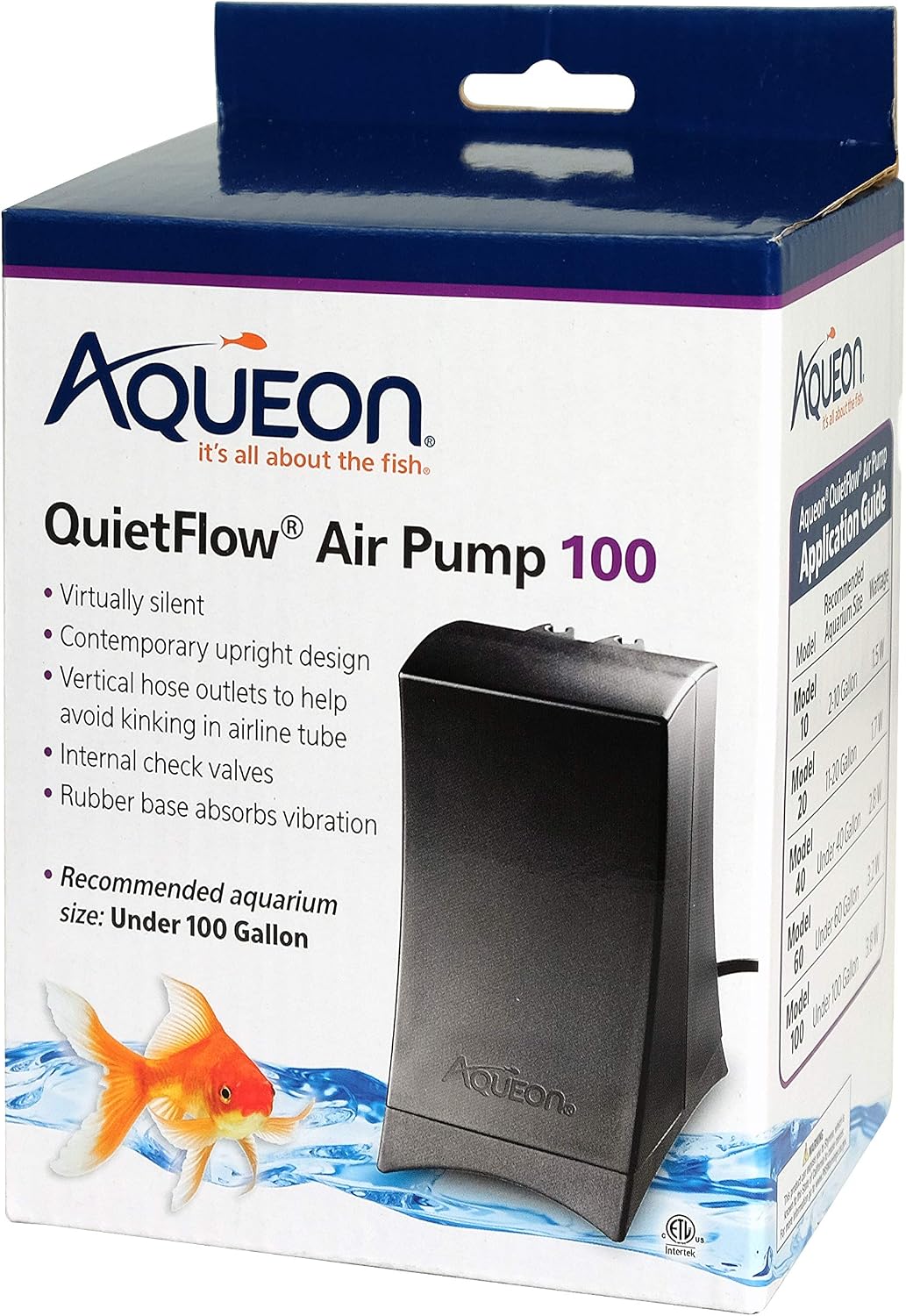 Aqueon QuietFlow Aquarium Air Pump 10, For 2-10 Gallon Tanks, Black