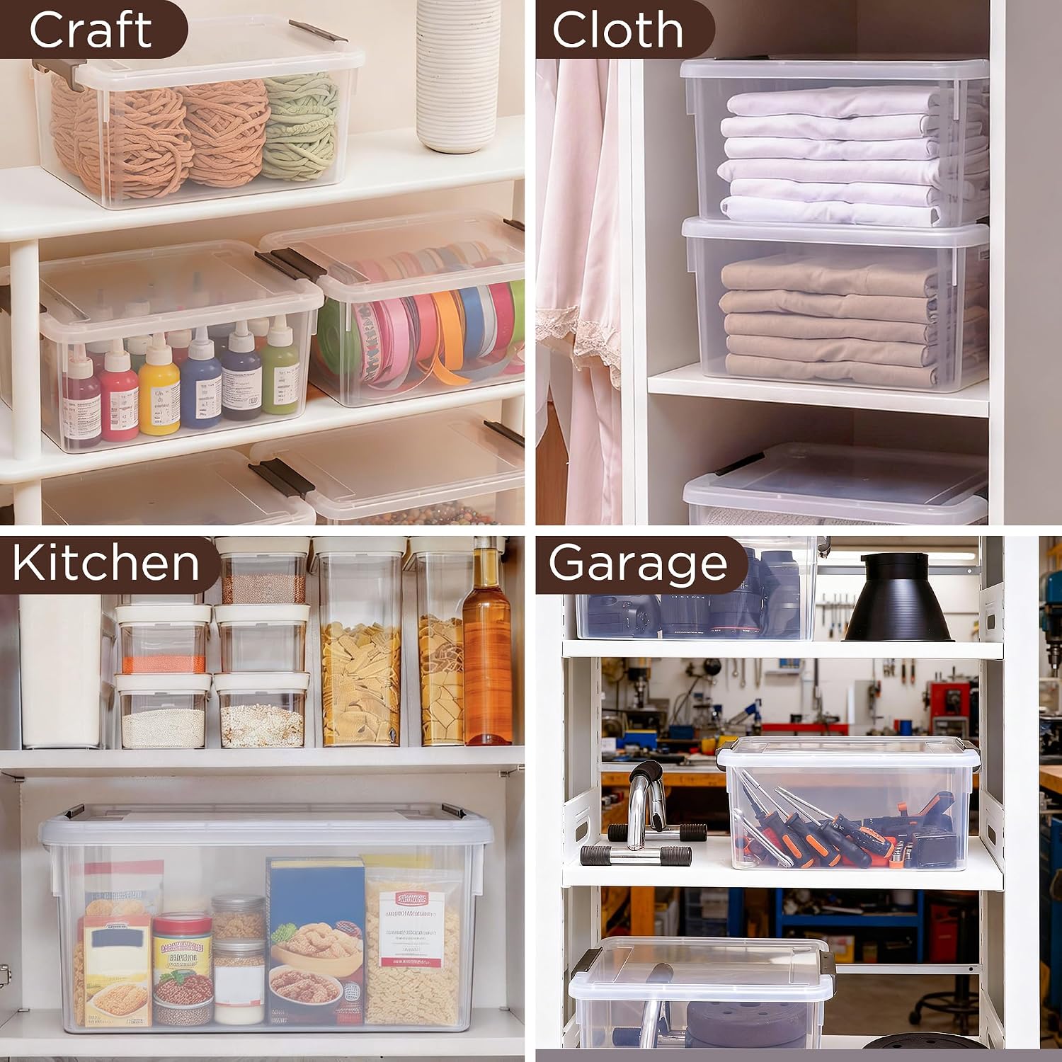 Citylife 10Packs 1.3Qt Small Storage Bins with Lids,Stackable Clear