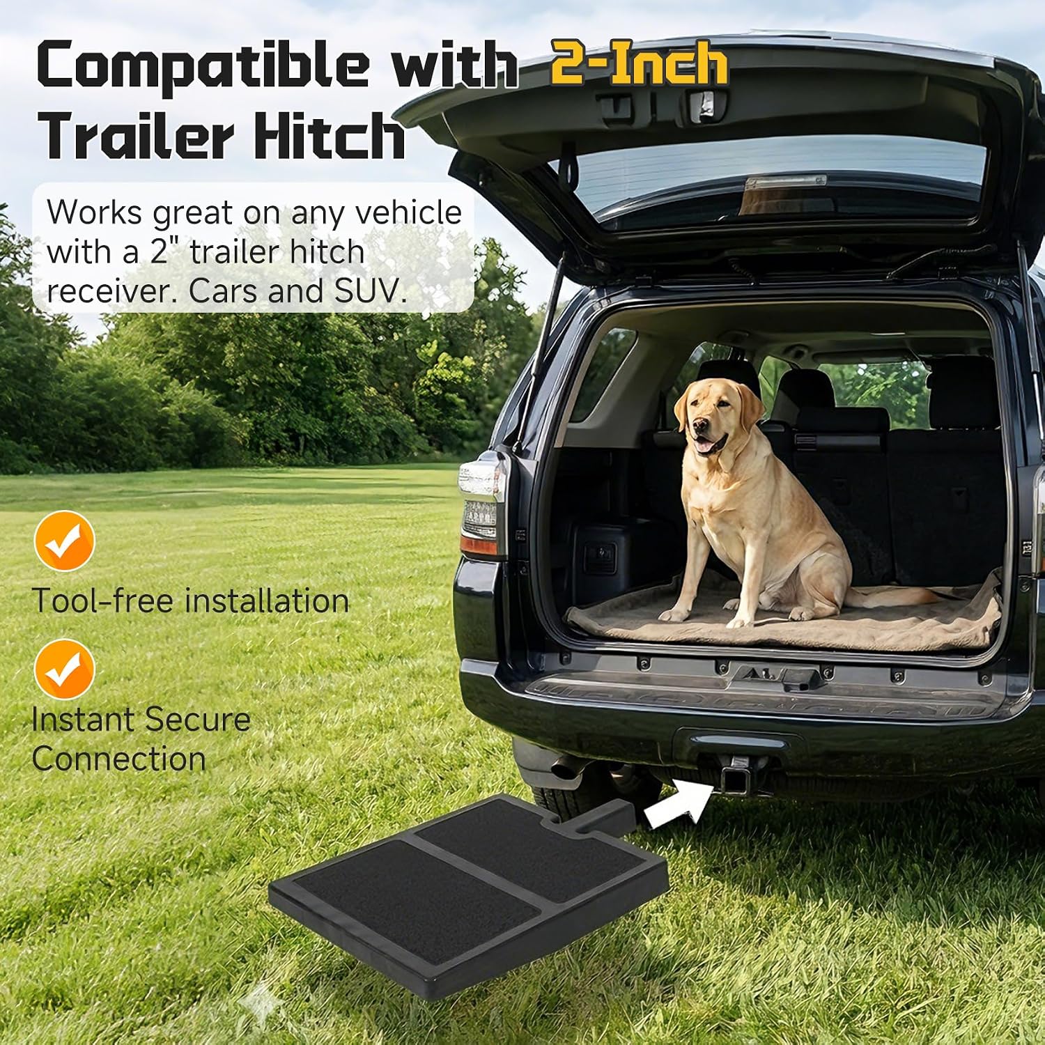 Pet Hitch Step for 2 Inch Trailer Receiver | Dog Hitch Step Help Dogs Get in & Out of Car SUV, Hitch Step for Dog Supports 200lbs