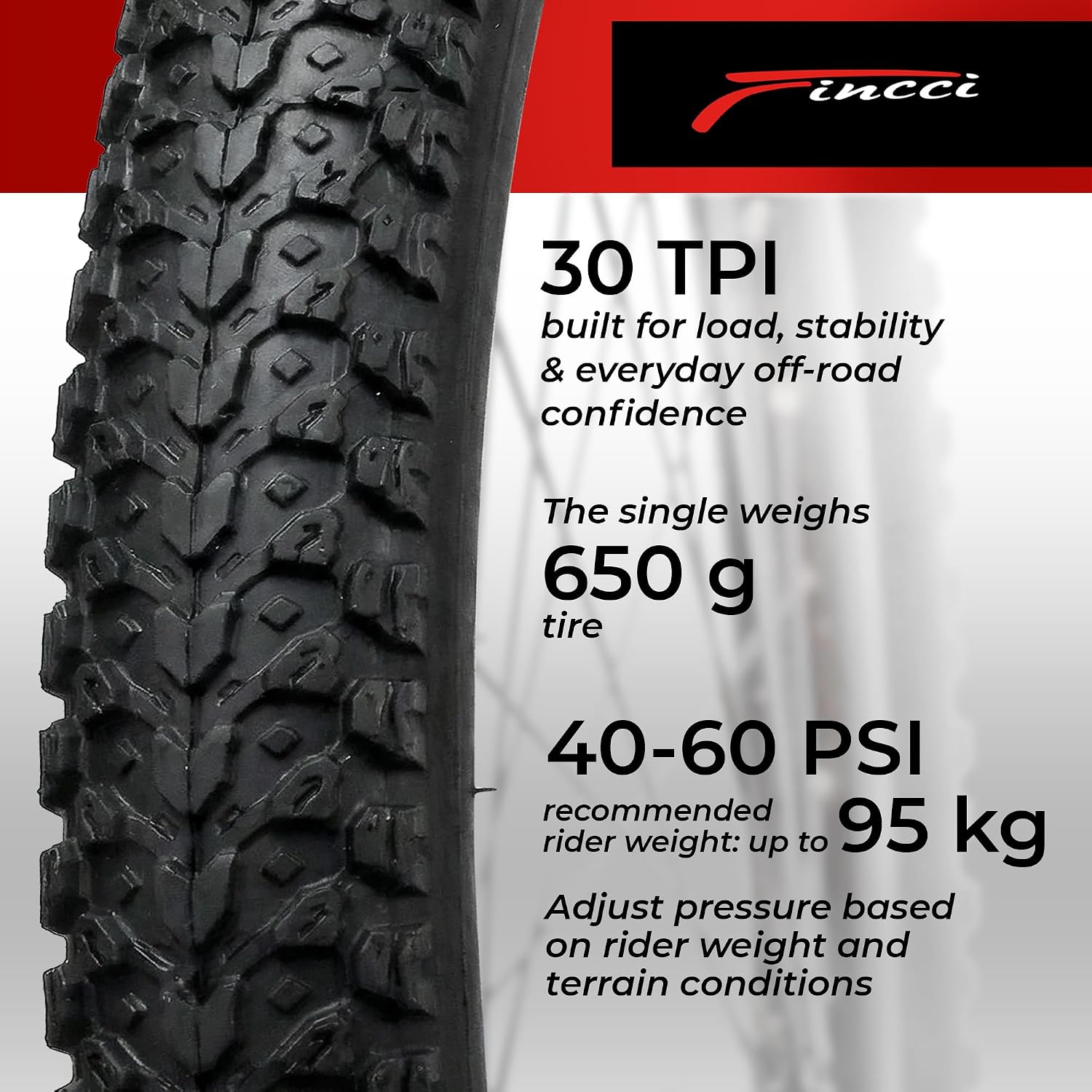 Pair 26 x 2.125 Mountain Bicycle Tires - Foldable 57-559, 30 TPI 26 inch | Folding 26 inch Bicycle Tyres, Accessories for MTB, Mountain