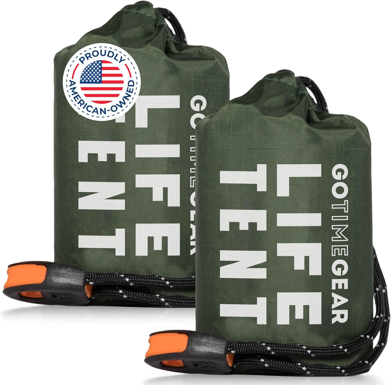 Survival Life Tent • 2 Person Mylar Emergency Shelter Tube Tent + Paracord • All-Weather Protection for Camping, Hiking, & Survival Kits • Includes Emergency Whistle