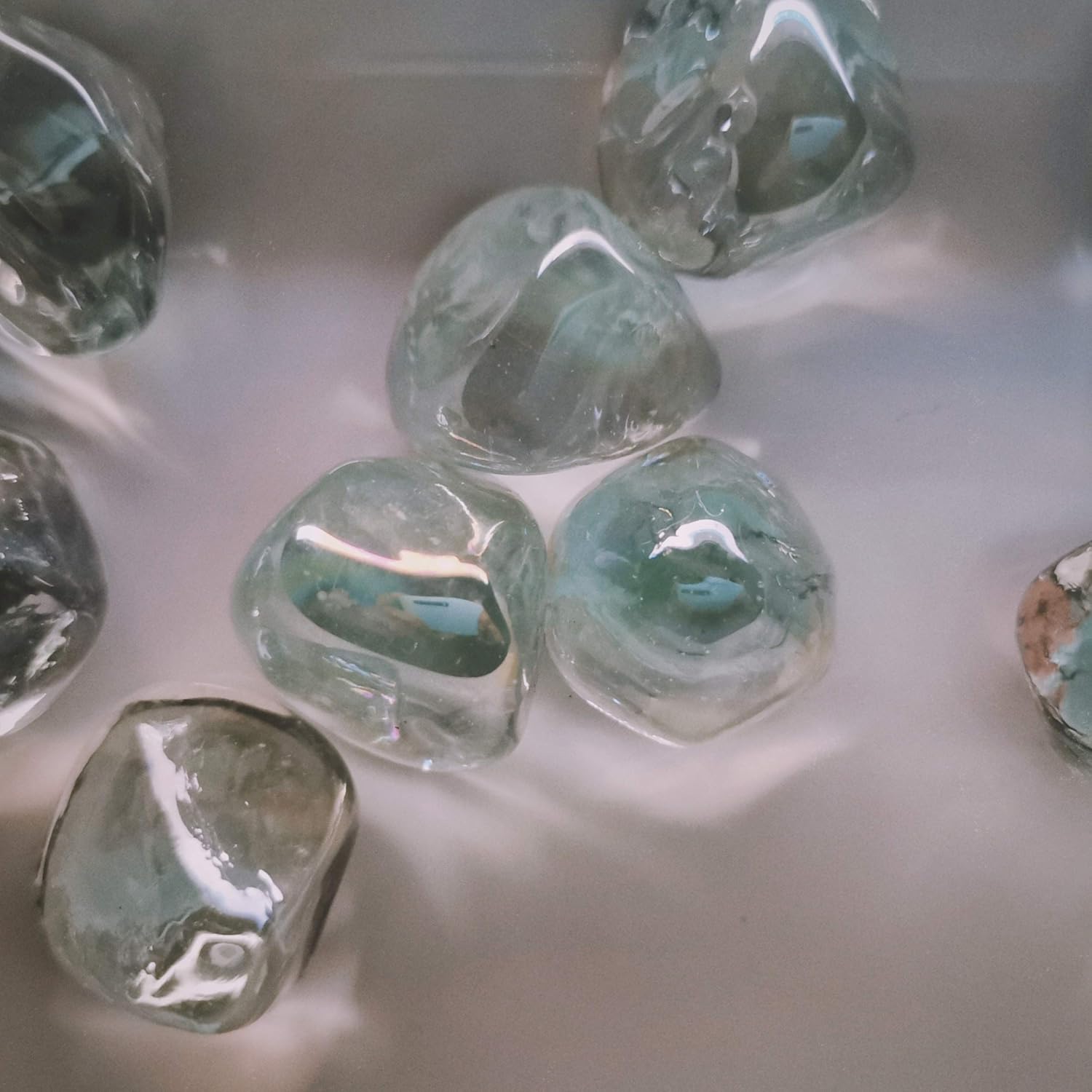 Fire Glass Diamond 1 Inch Fire Pit Glass Rocks for Propane or Gas Fire Pit （10 Pounds Margarita Azura Blue ） Gift Package