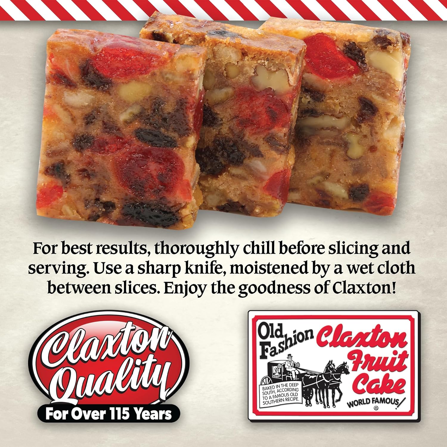 Claxton Fruit Cake – 5-1 lb Regular Recipe Loaves | Individually Wrapped | Packaged in Signature Red-and-White Gift Carton | Old-Fashioned Holiday Fruitcake Since 1910 | 5 Pack