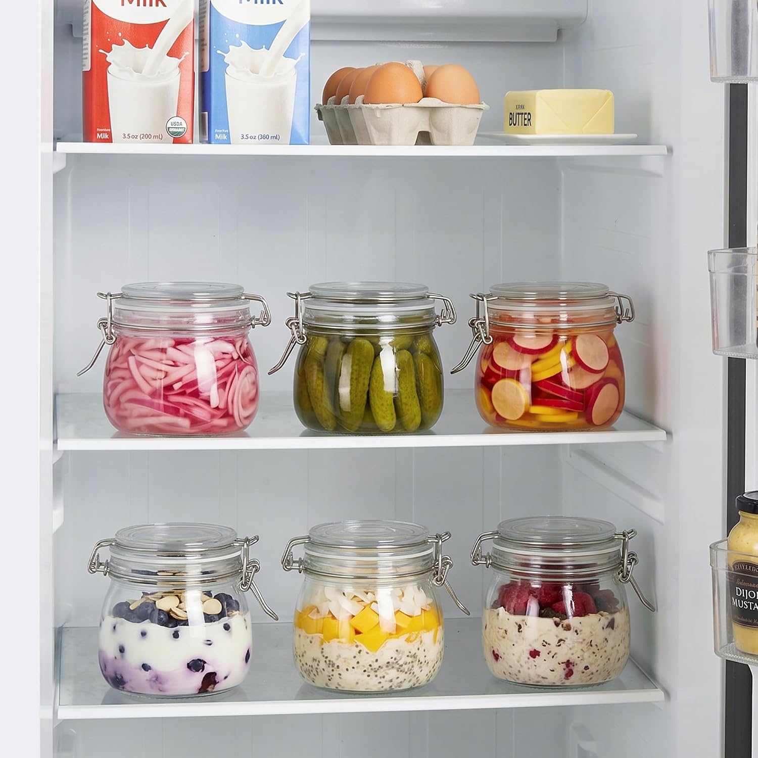 Vtopmart 78oz Glass Food Storage Jars with Airtight Clamp Lids, 3 Pack