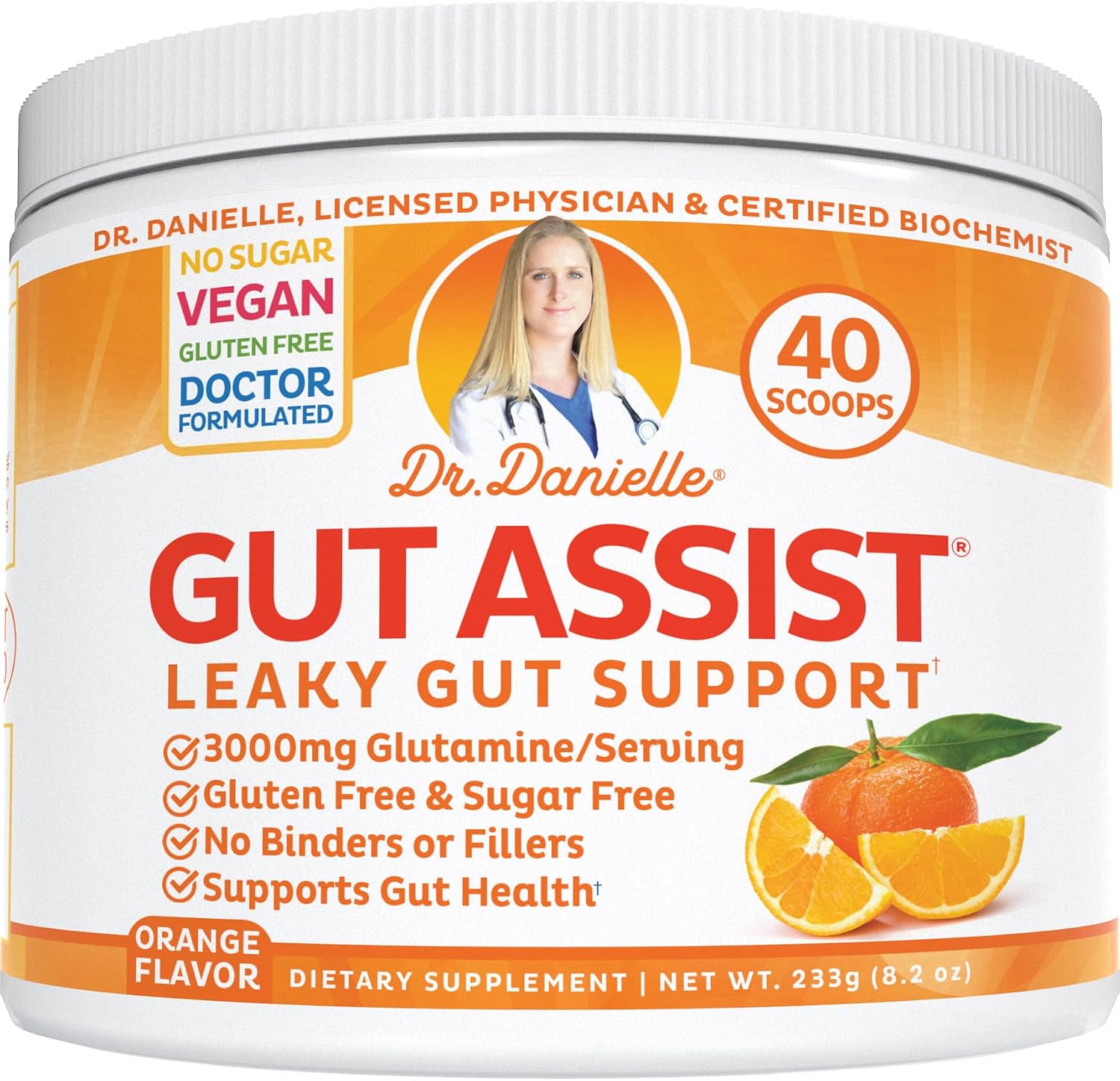 Gut Assist Leaky Gut Support Powder | 40-Servings with L-Glutamine, Arabinogalactan, Licorice Extract