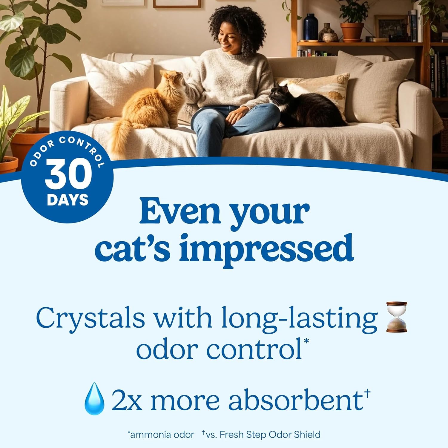 Fresh Step Clean Care Crystsal Cat Litter with Febreze Freshness, Ammonia Block Technology, Lightweight Fresh Step Crystals, Low Dust, 8 lb. Bag