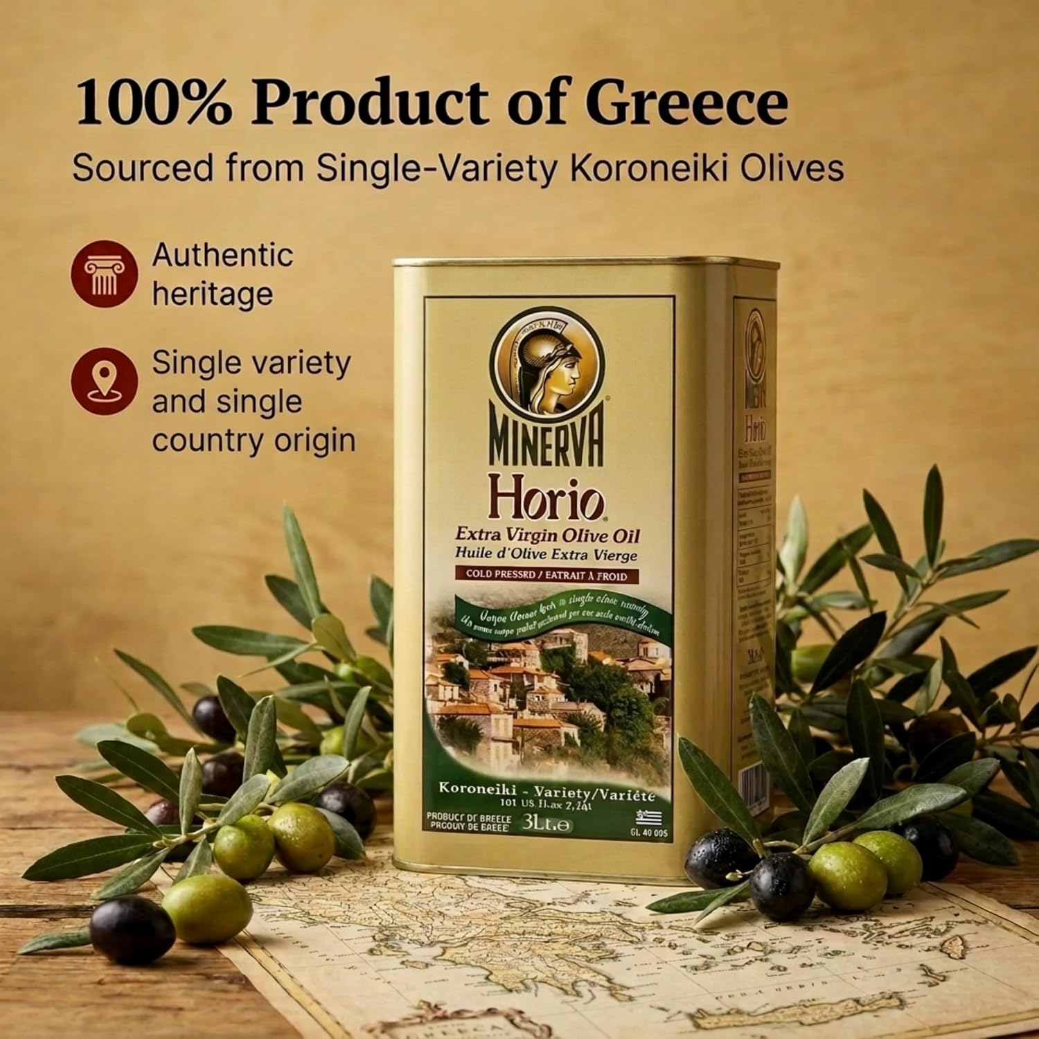 Horio Greek Olive Oil Extra Virgin Cold Pressed Organic, Perfect for Salads and Marinades, Frying Oil