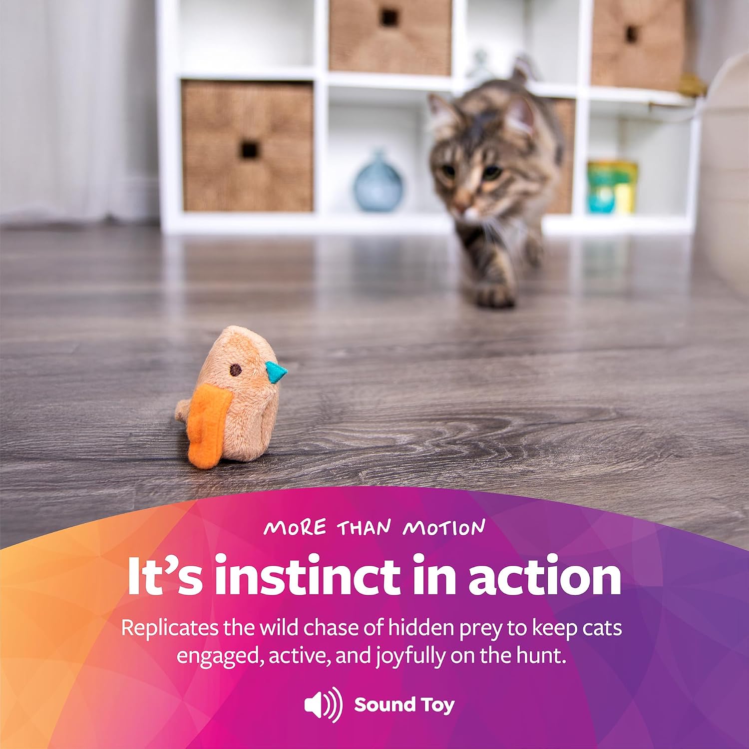 SmartyKat Chickadee Chirp Electronic Sound Cat Toy, Contains Catnip, Battery Powered - Light Brown, One Size