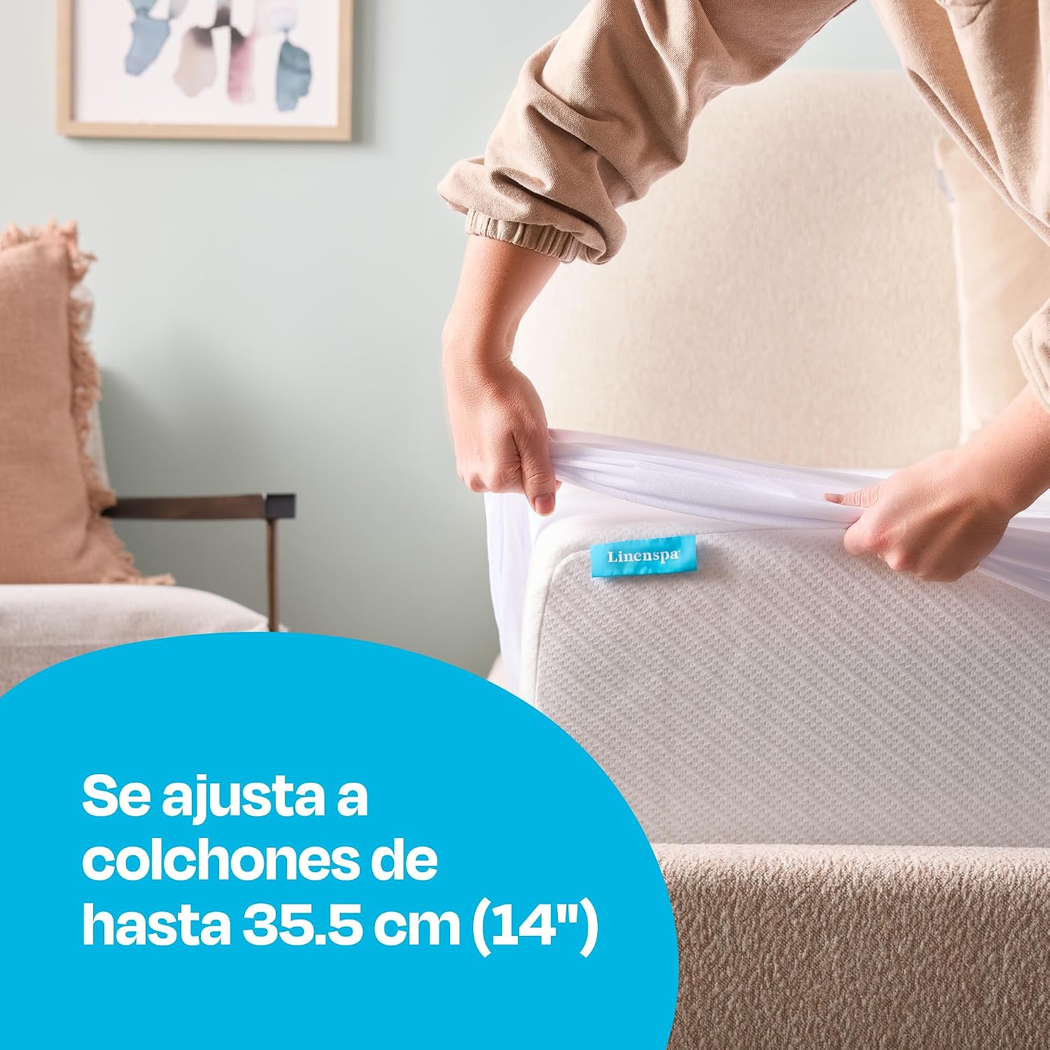 Linenspa Waterproof Mattress Protector, Queen Size – Fitted Sheet Style, Breathable, Machine Washable & Dryer Safe, White