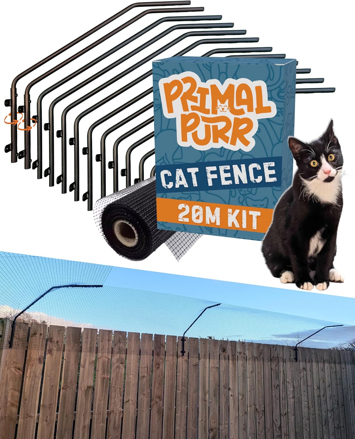 Cat Fence Outdoor Barrier - Top of Fence Height Extender Solution for Pets - Wall Topper – Invisible Solution for Small Dogs - Cat proofing Fence