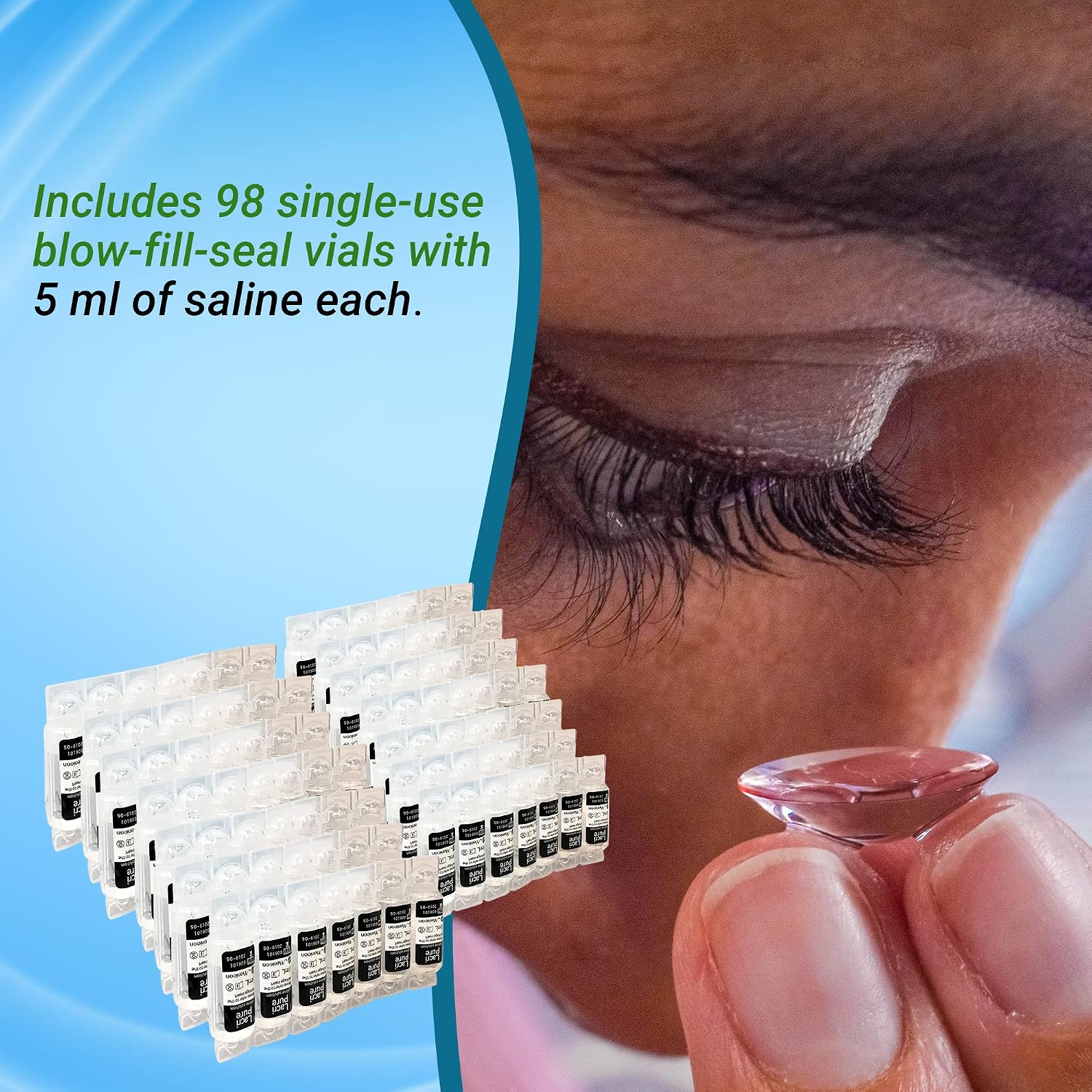 Menicon LacriPure Saline Contact Lens Solution 5ml 98 vials 3 Months Supply