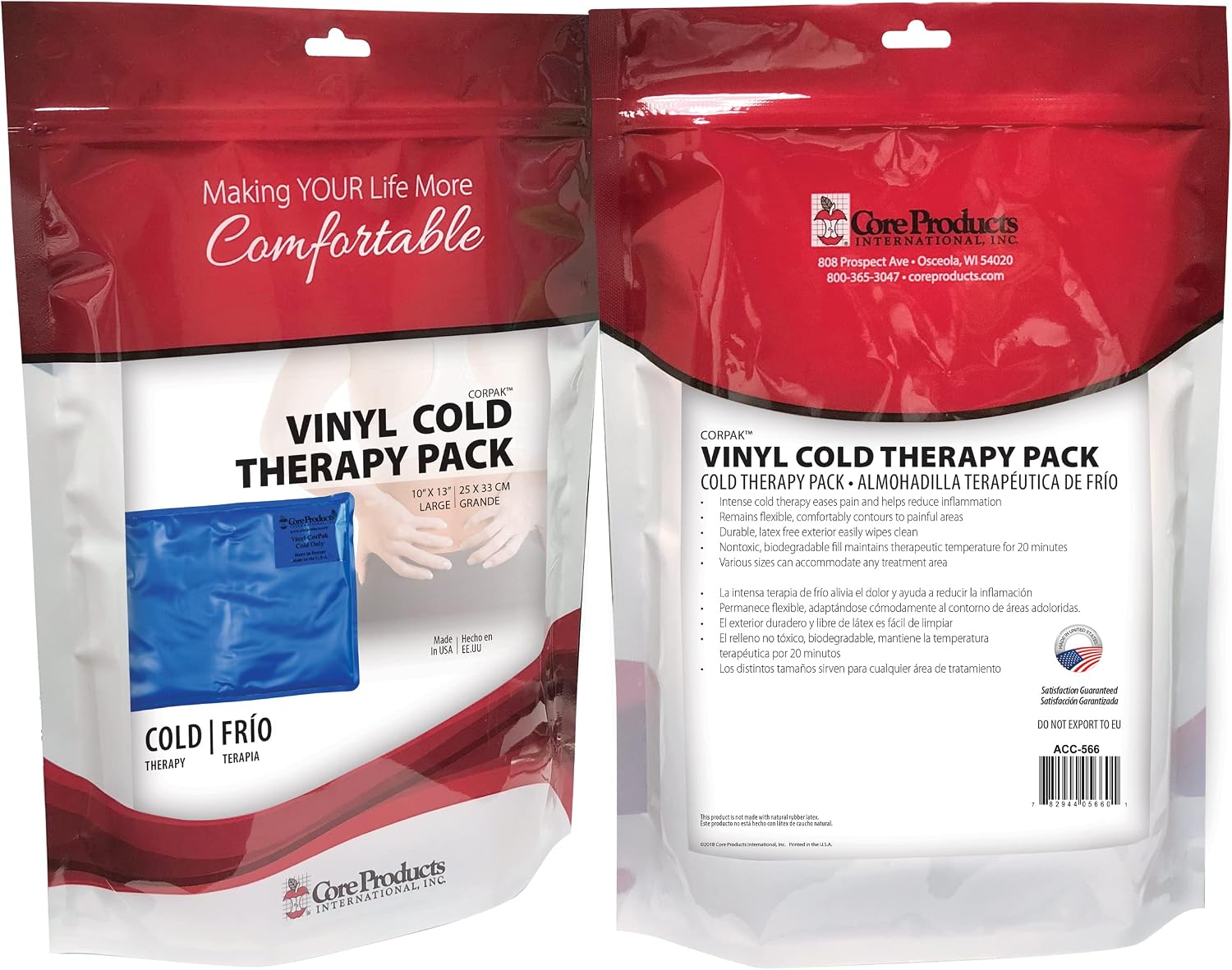 Core Products Flexible Vinyl Intense Cold Pack for Neck, Shoulders & Back - 11" X 15"