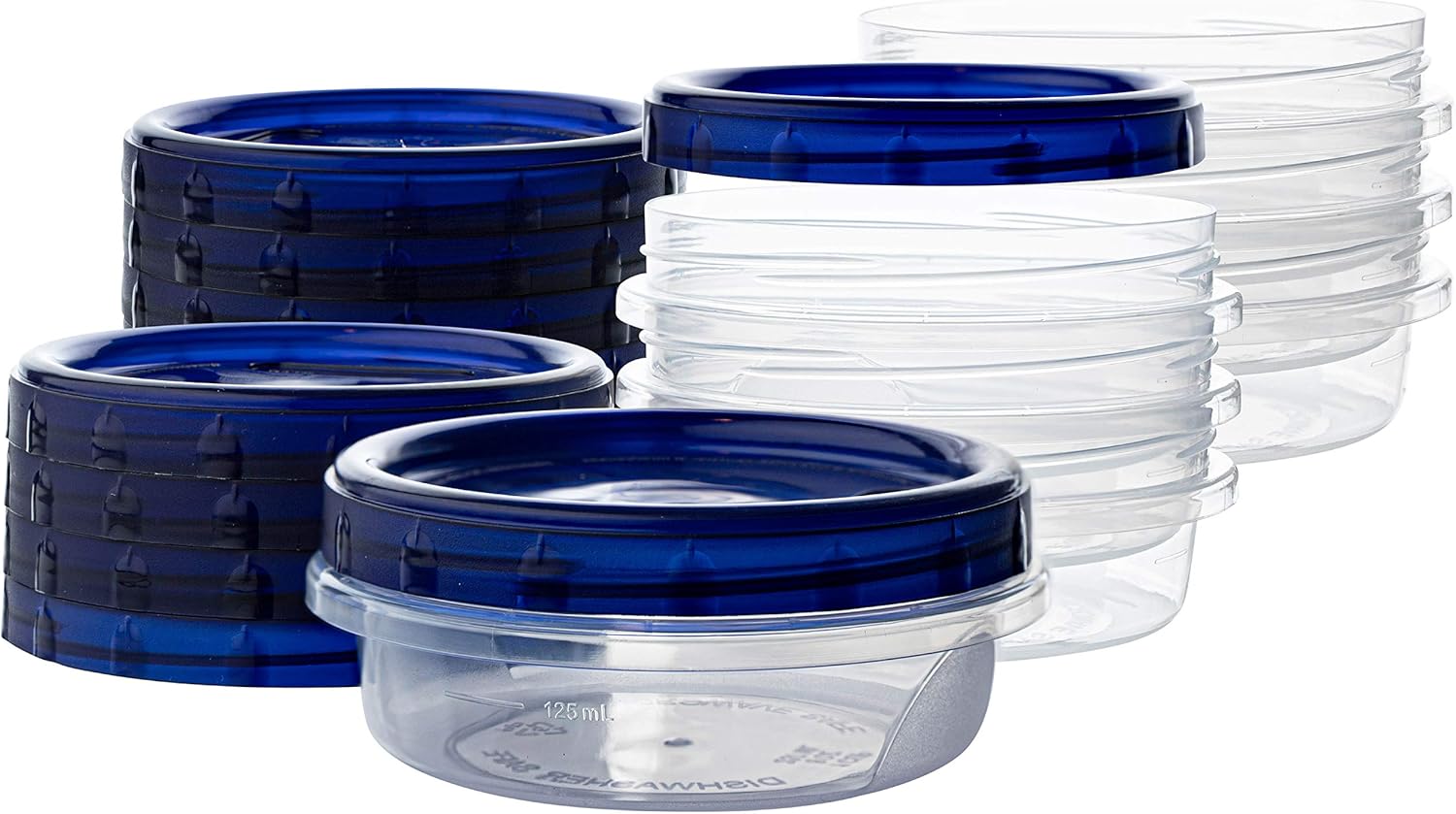 PLASTICPRO Twist Top Deli Containers Clear bottom With blue [32 oz 3 Pack]