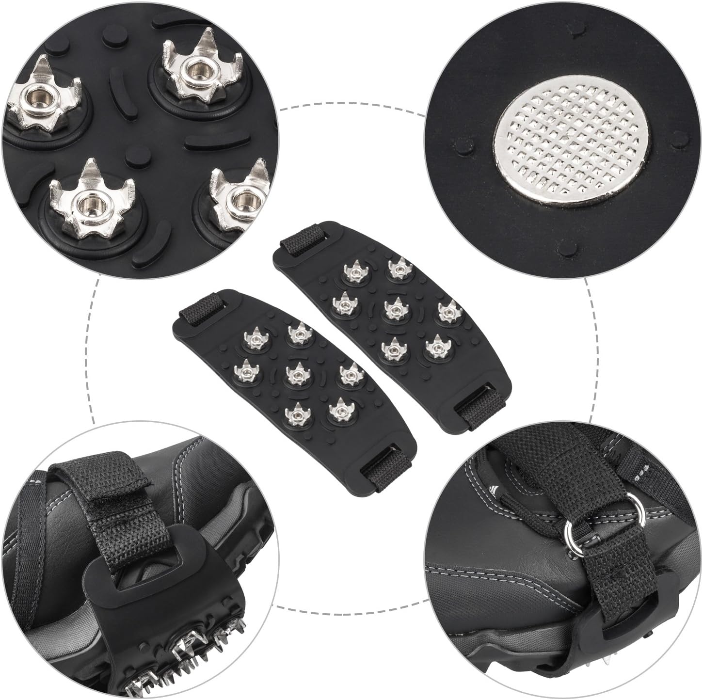FANBX F Crampon Traction Cleats Anti-Skid Traction Grips Crampons Spikes 7 Point Cleats for Footwear for Walking, Jogging, Hiking, Mountaineering Ice Snow Grips