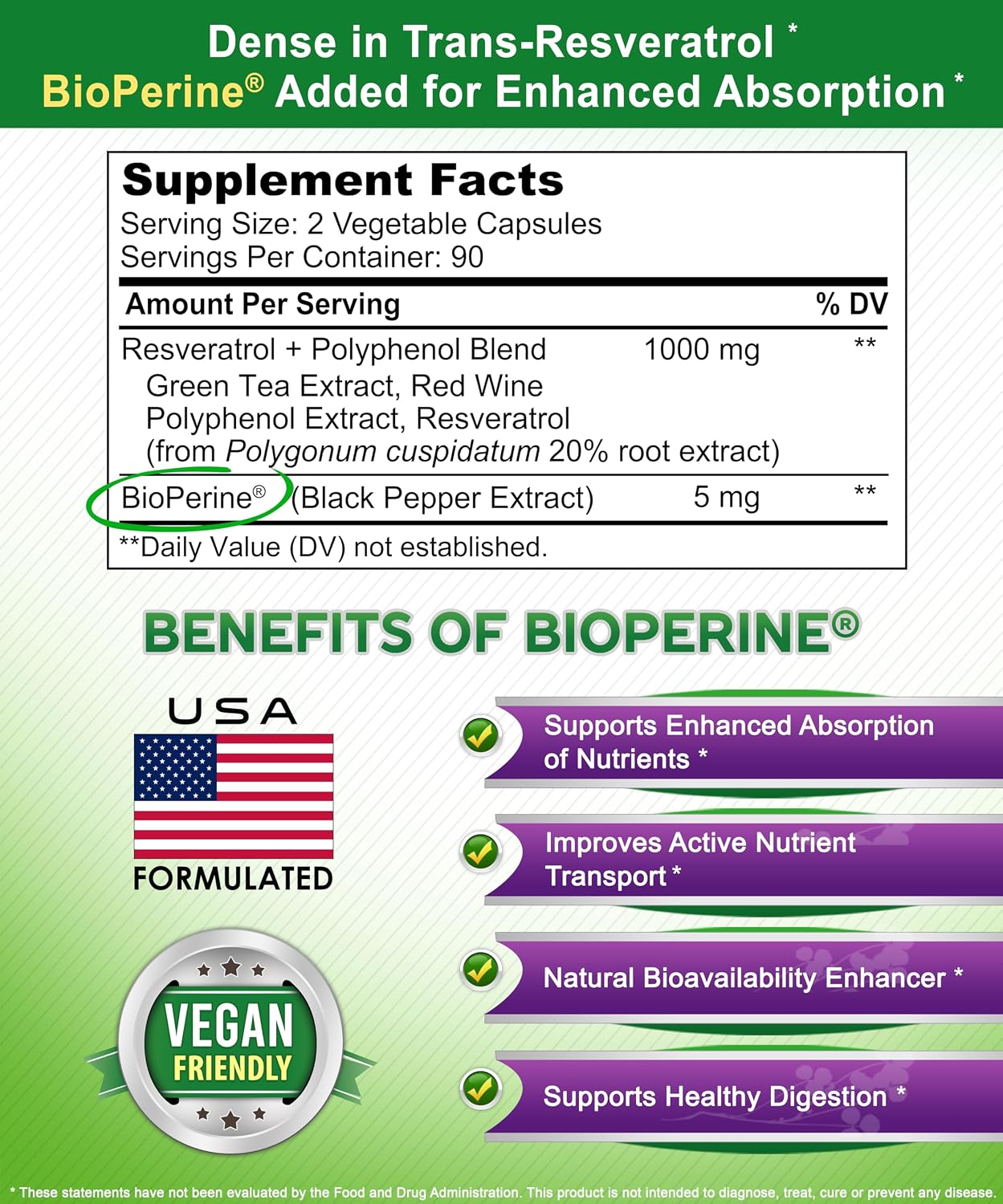 aSquared Nutrition Natural Resveratrol with Red Wine Extract - 180 Capsules - Trans Resveratrol Antioxidant Supplement Pills for Pure Heart Health